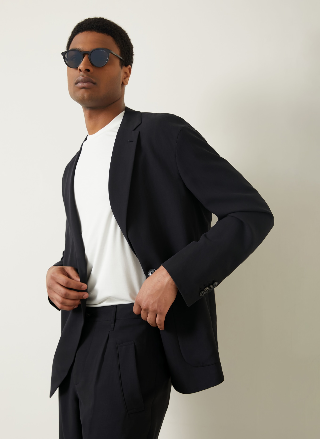 GIORGIO ARMANI Veste de costume coupe classique en soie: UC001 BLACK BEAUTY