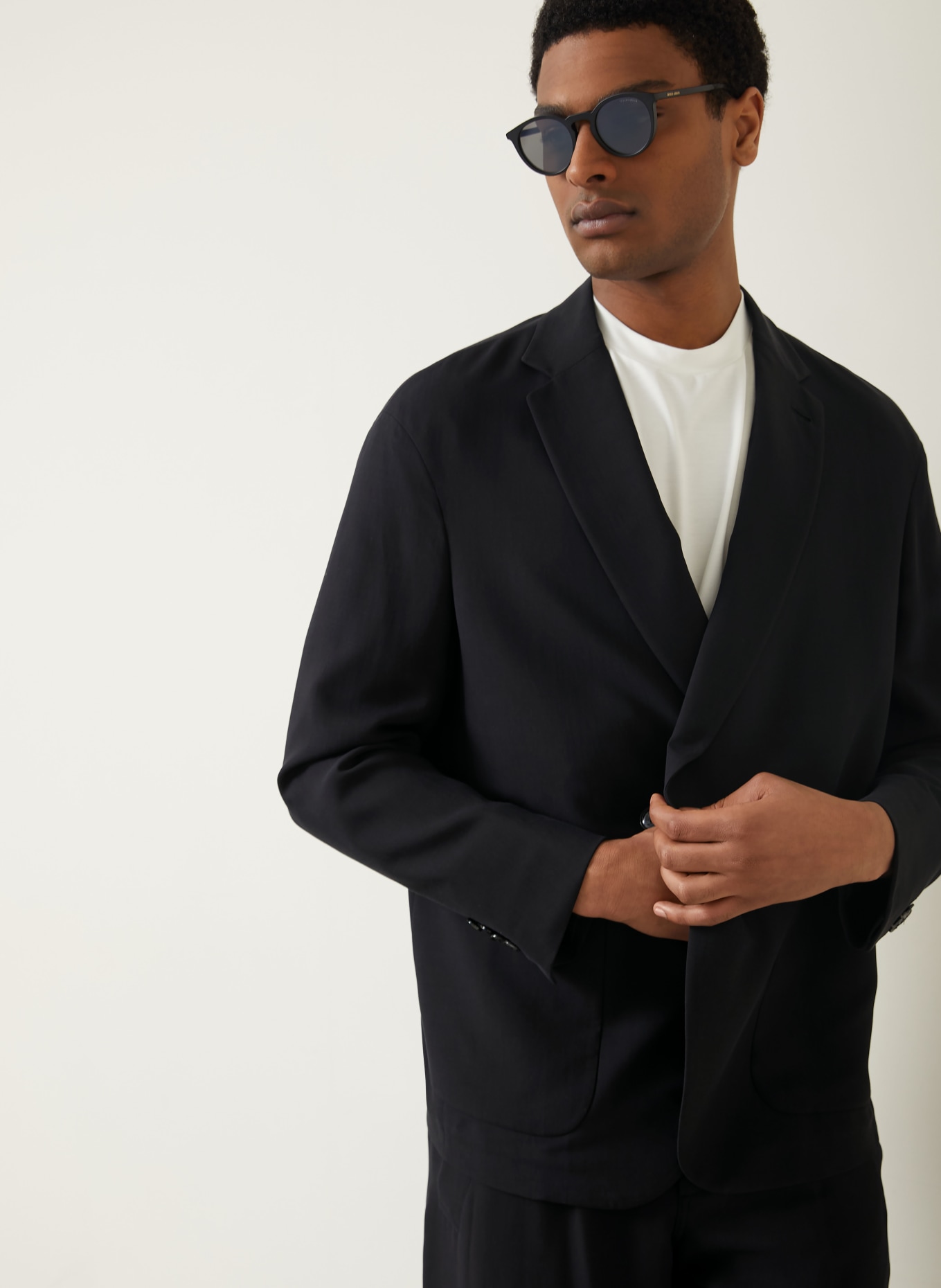 GIORGIO ARMANI Veste de costume coupe classique en soie: UC001 BLACK BEAUTY