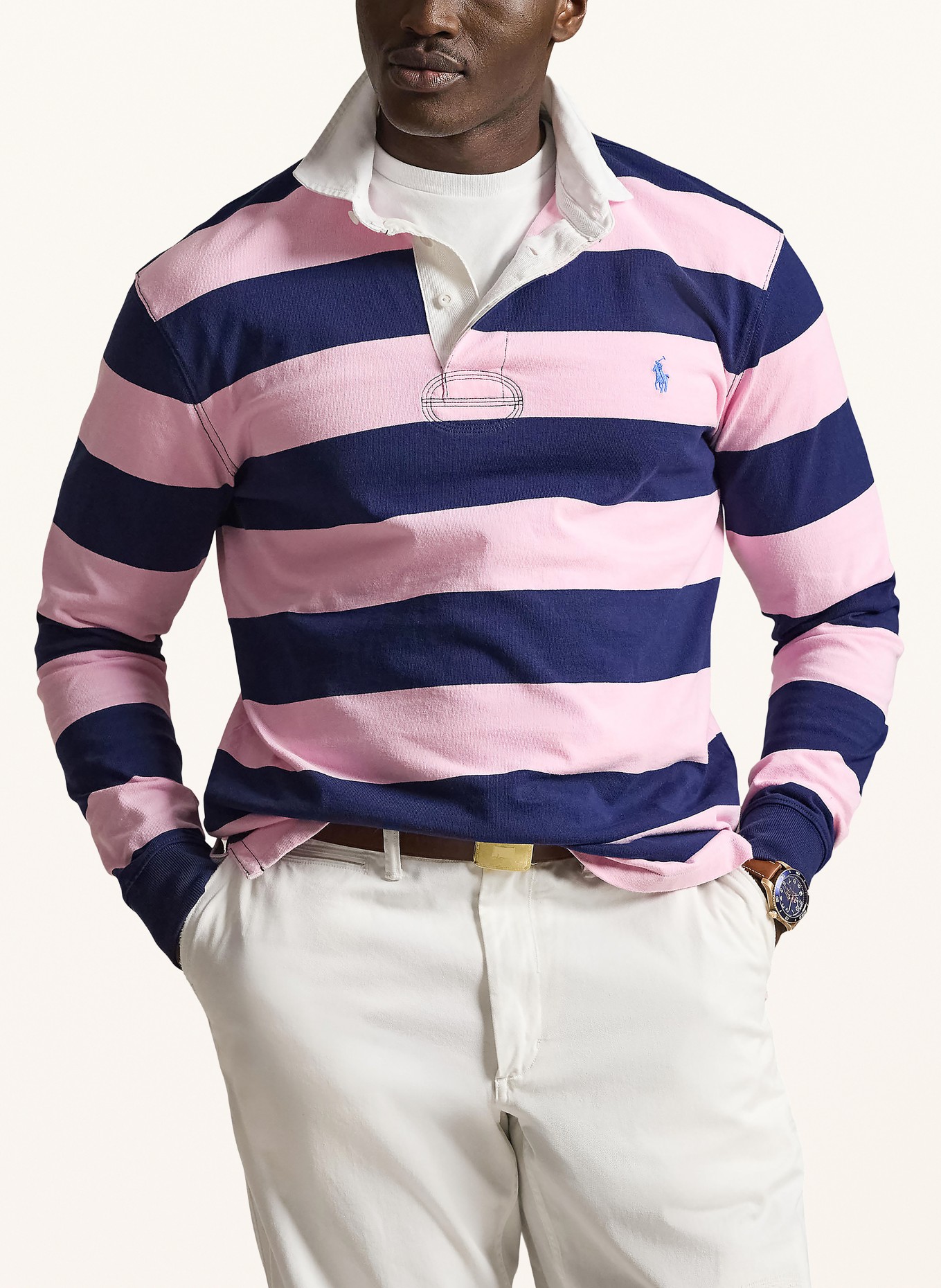POLO RALPH LAUREN Big & Tall Rugbyshirt Classic Fit: ROSA / DUNKELBLAU