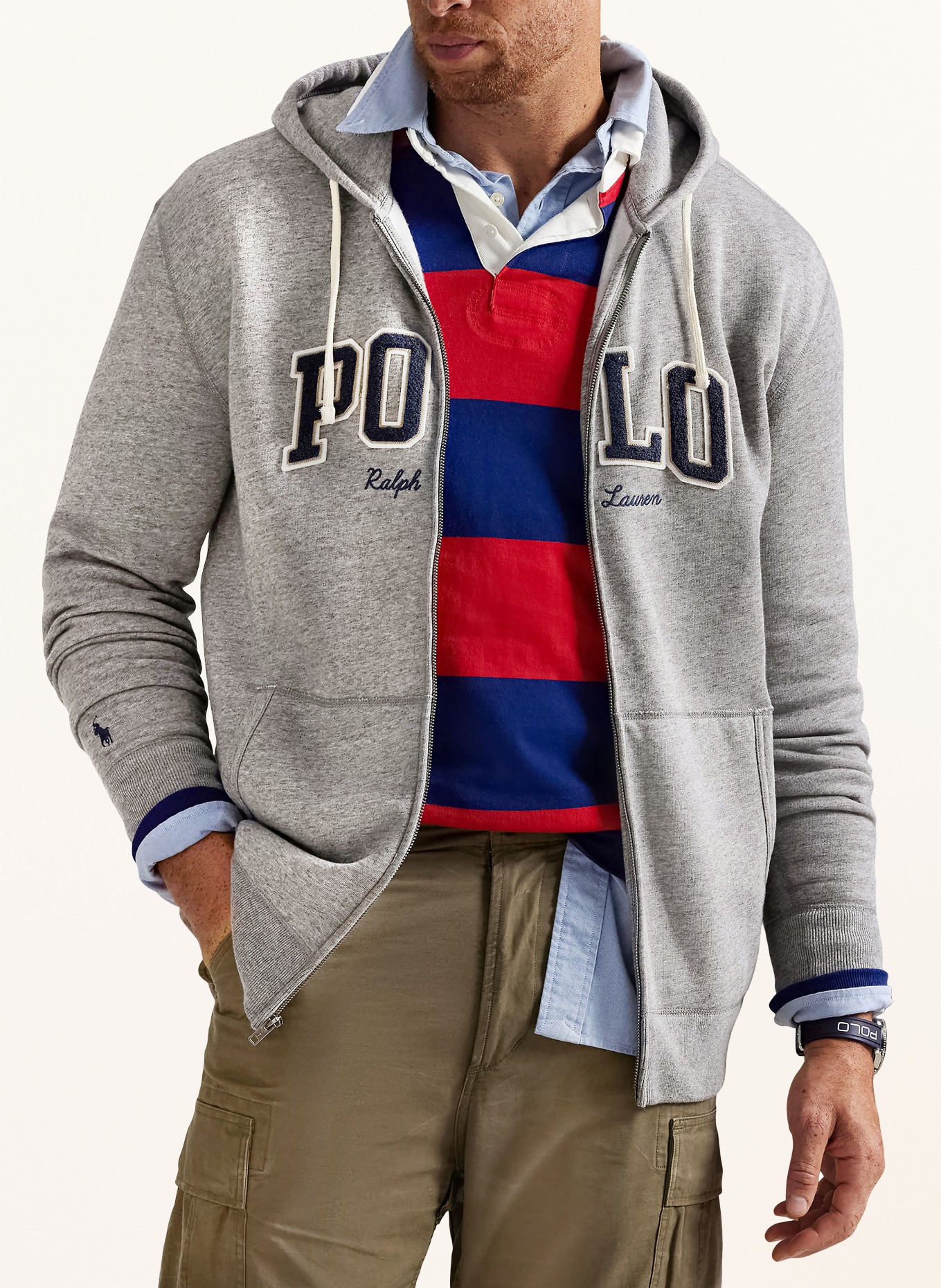 POLO RALPH LAUREN Big & Tall sweat jacket: GRAY