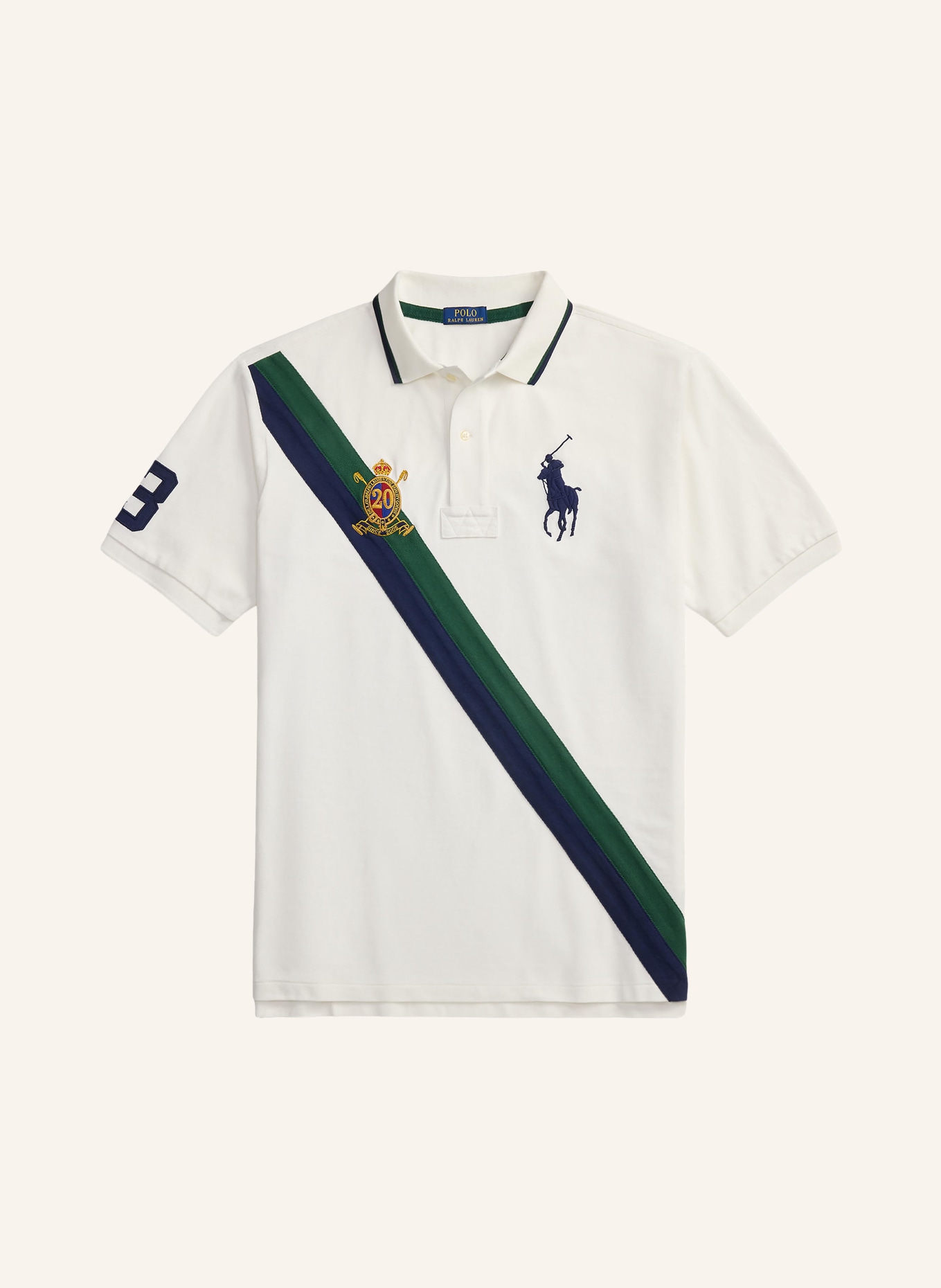 POLO RALPH LAUREN Big & Tall Piqué-Poloshirt: WEISS / DUNKELGRÜN / DUNKELBLAU