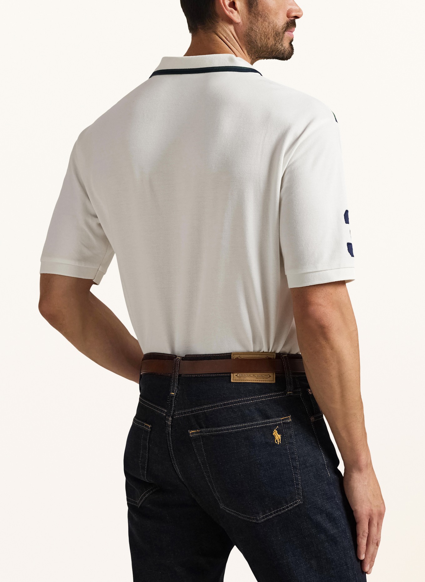 POLO RALPH LAUREN Big & Tall Piqué-Poloshirt: WEISS / DUNKELGRÜN / DUNKELBLAU