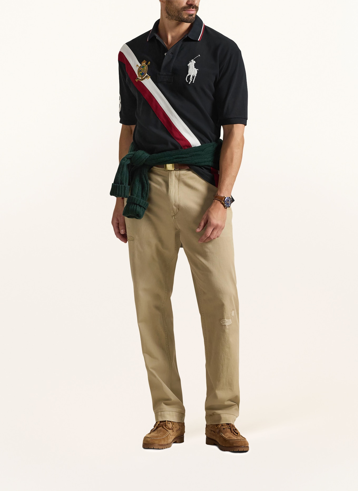 POLO RALPH LAUREN Big & Tall Piqué-Poloshirt: DUNKELBLAU / DUNKELROT / WEISS