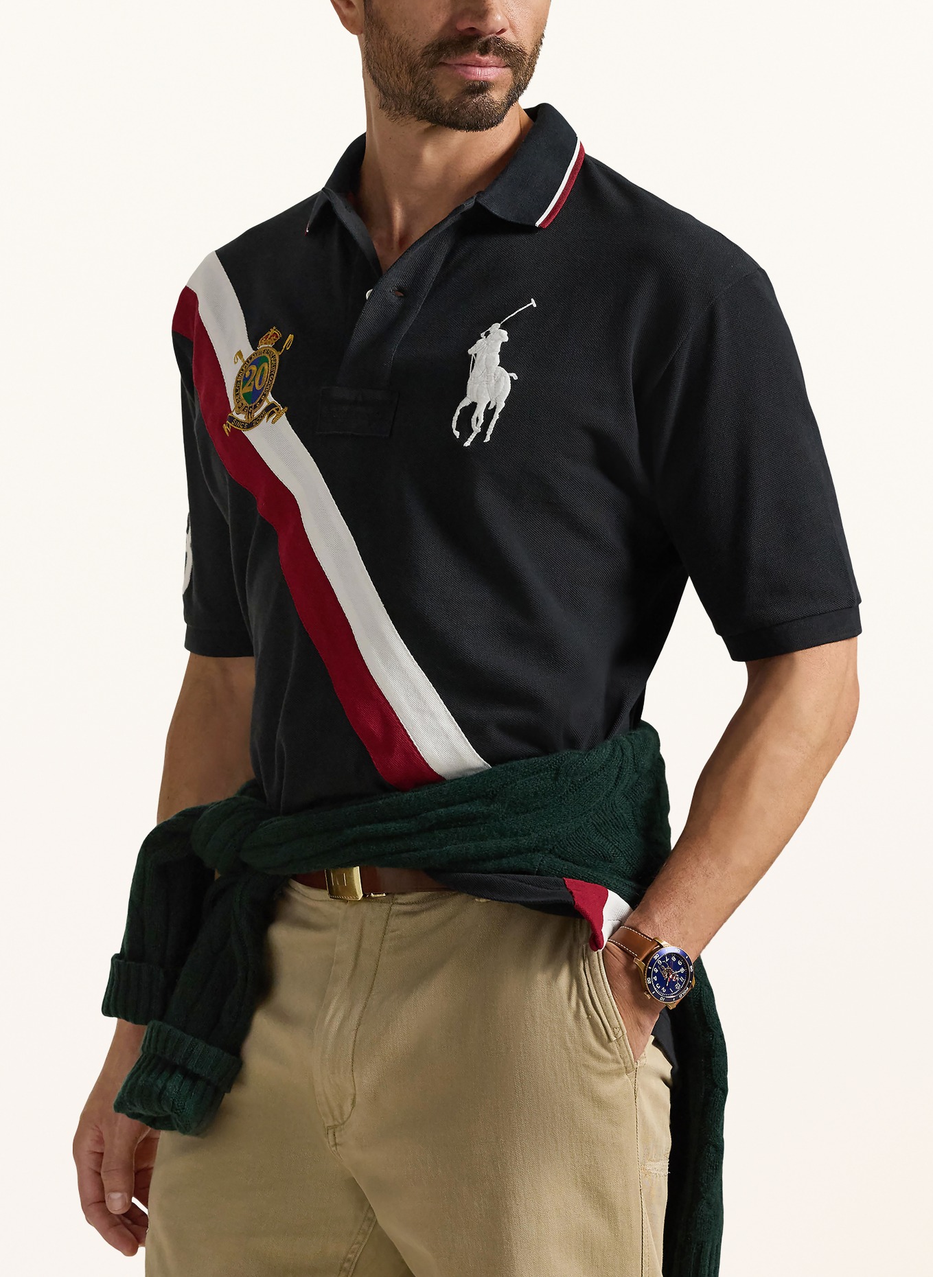 POLO RALPH LAUREN Big & Tall Piqué-Poloshirt: DUNKELBLAU / DUNKELROT / WEISS