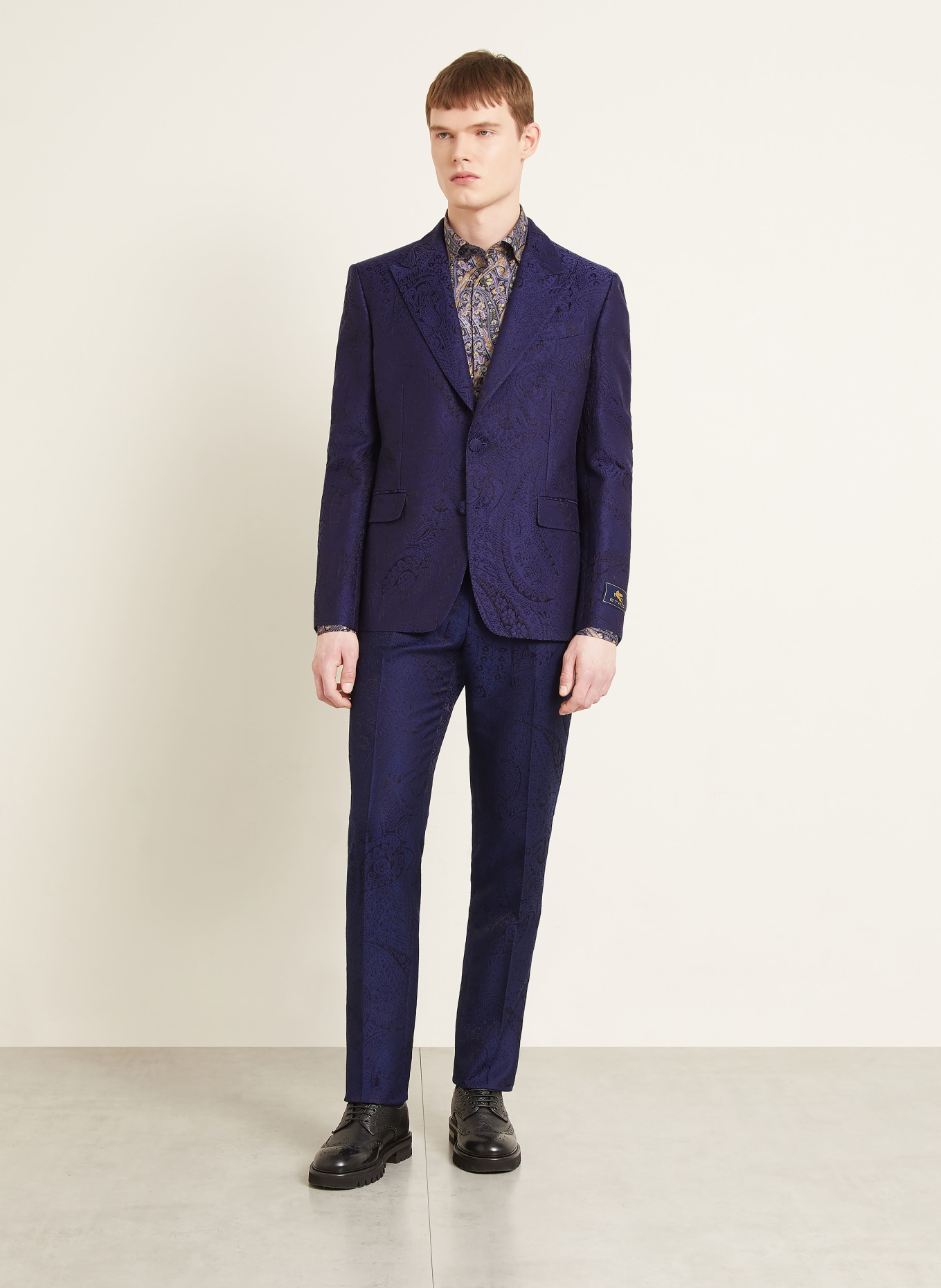 ETRO Jacquard-colbert met normale pasvorm: DONKERBLAUW