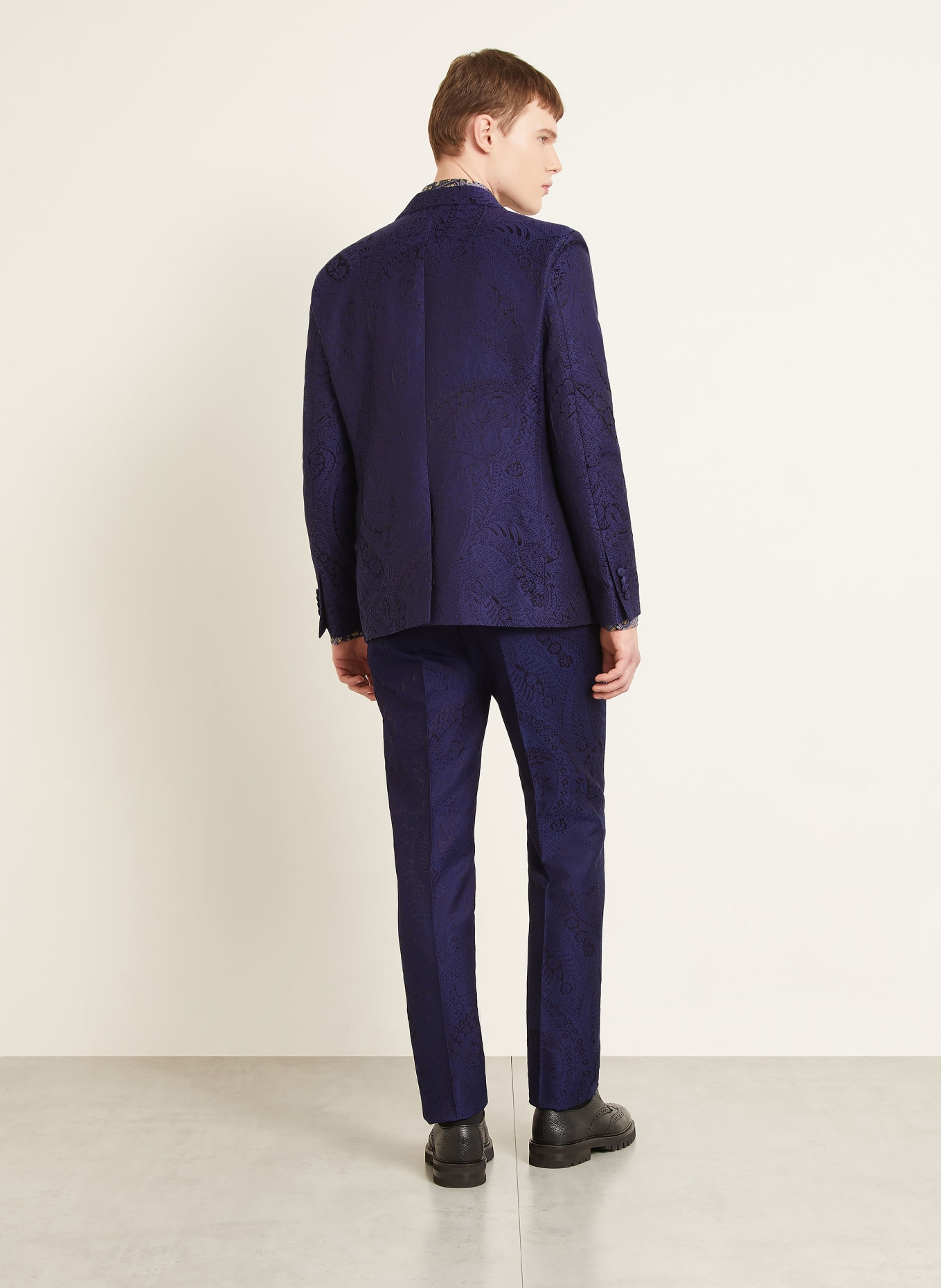 ETRO Jacquard-colbert met normale pasvorm: DONKERBLAUW