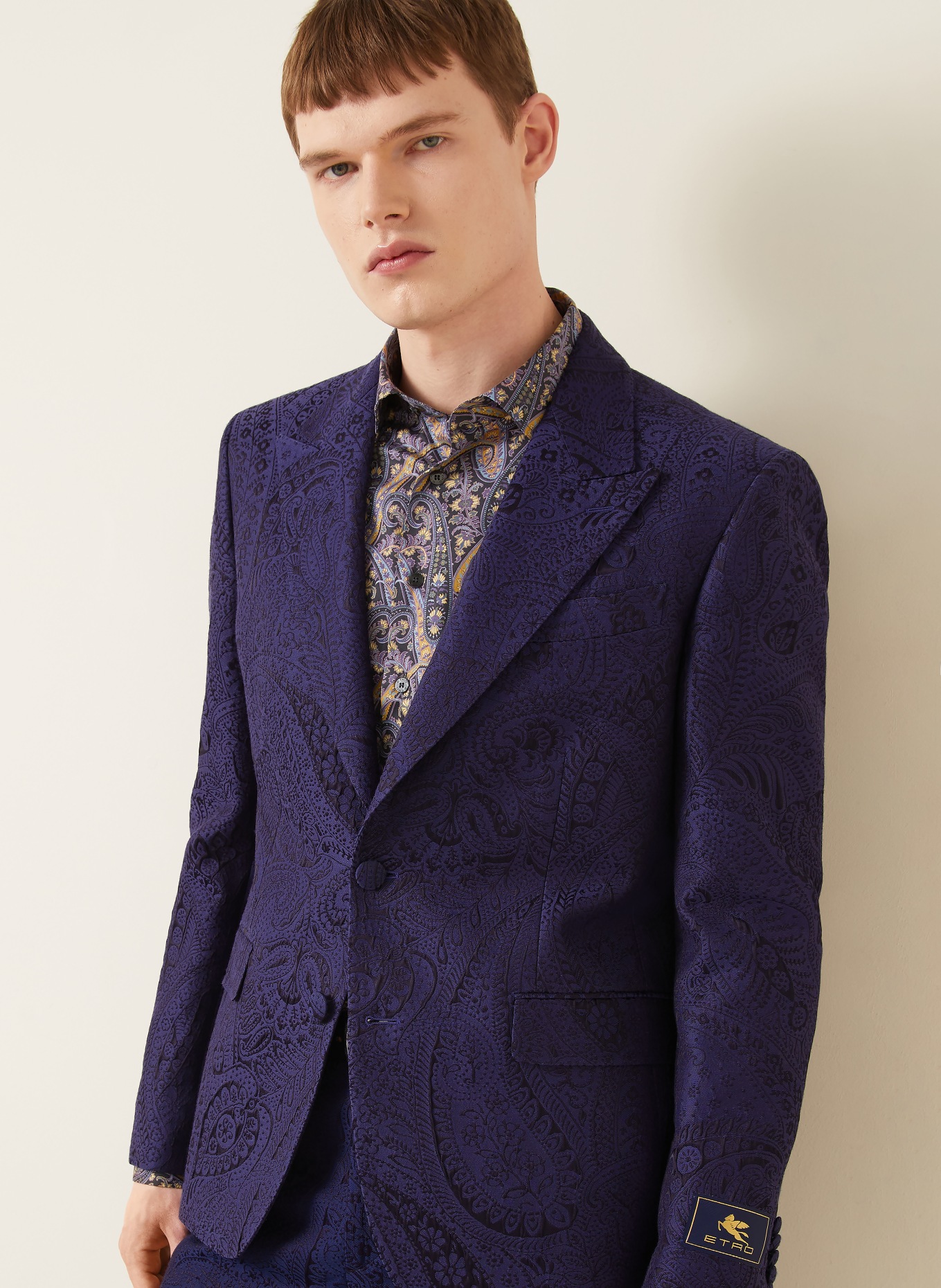 ETRO Jacquard-colbert met normale pasvorm: DONKERBLAUW