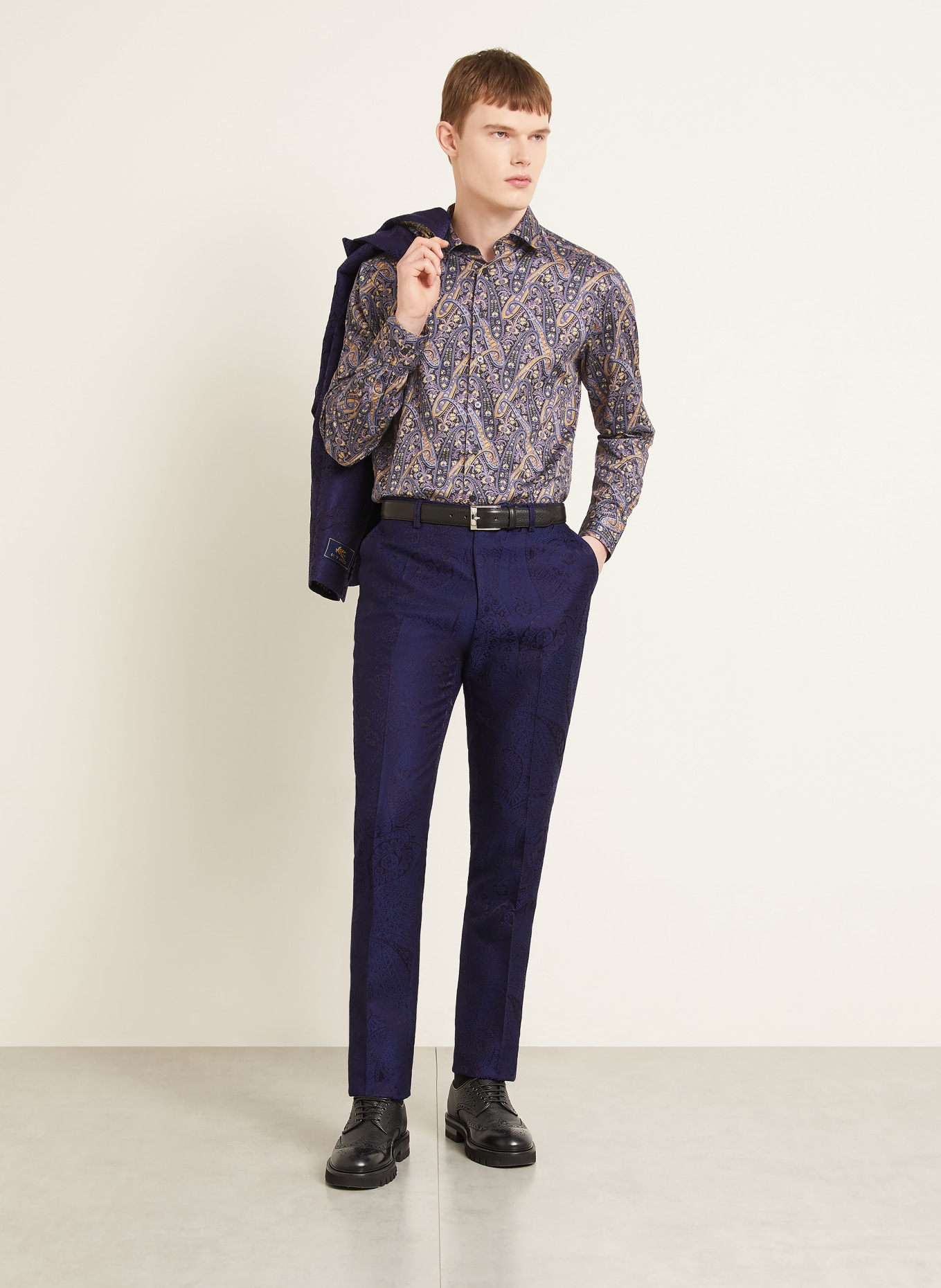 ETRO Overhemd met normale pasvorm: DONKERBLAUW / PAARS / DONKERGEEL