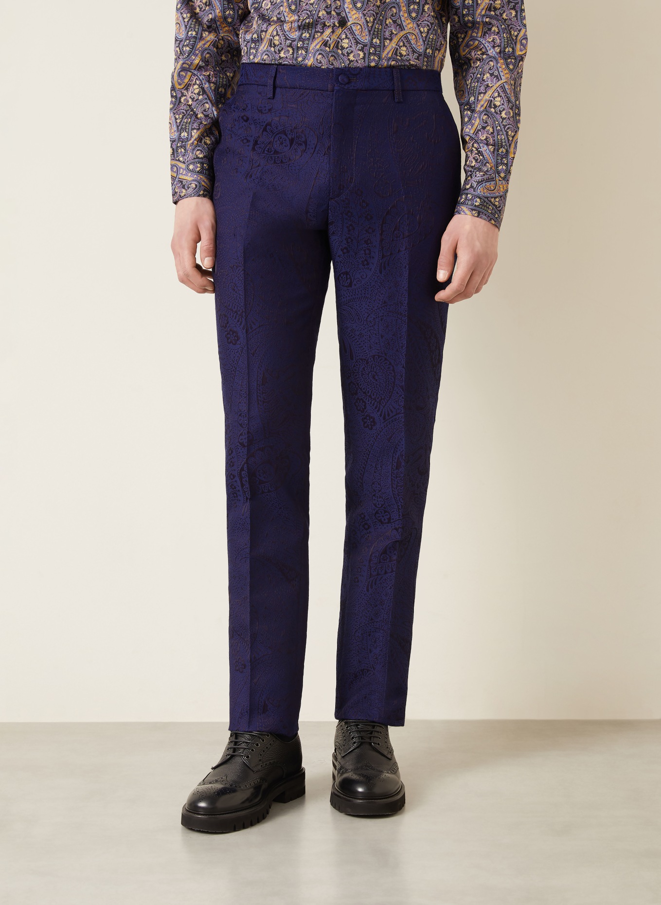 ETRO Jacquardbroek met normale pasvorm: DONKERBLAUW