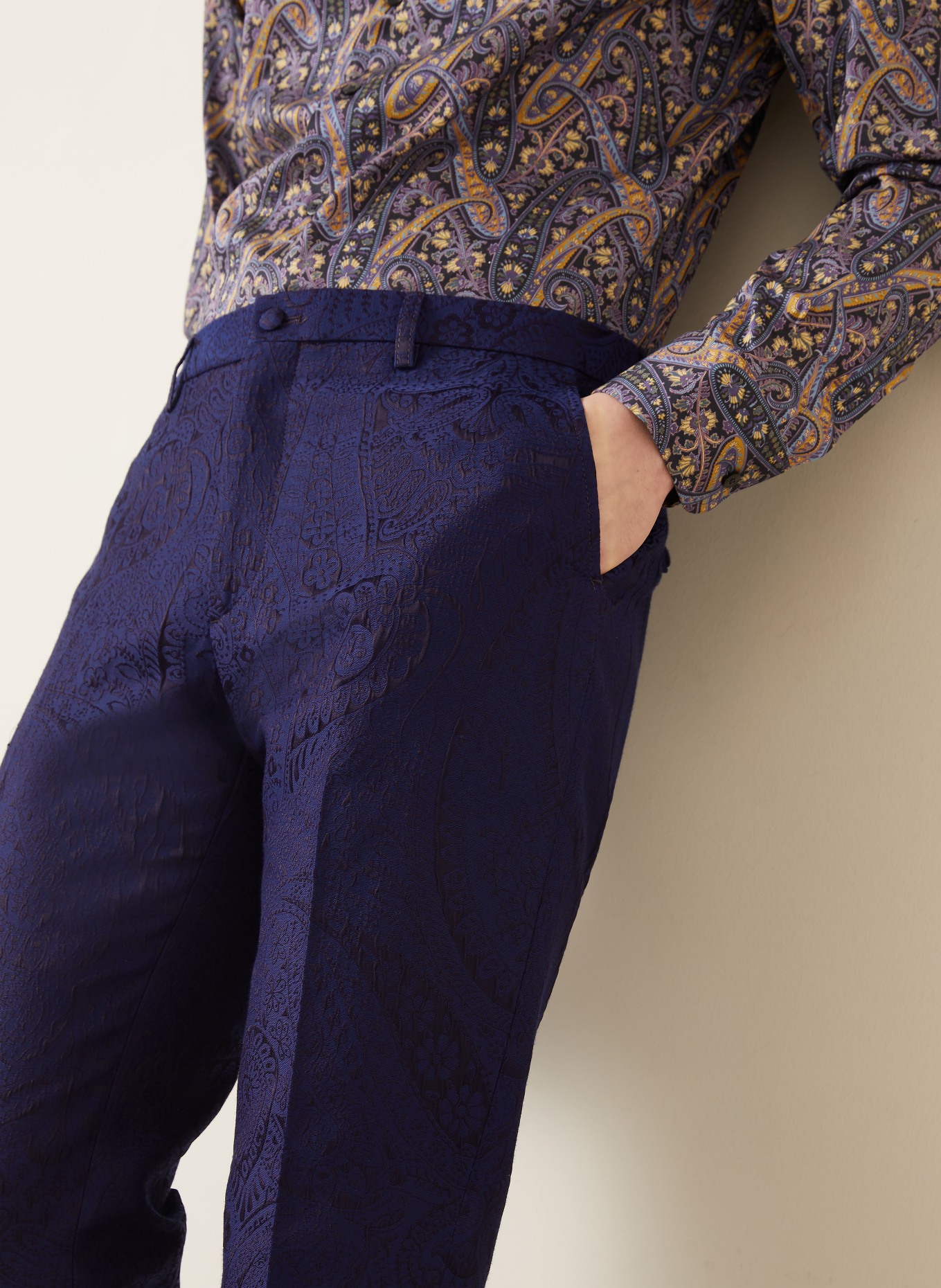 ETRO Jacquardbroek met normale pasvorm: DONKERBLAUW