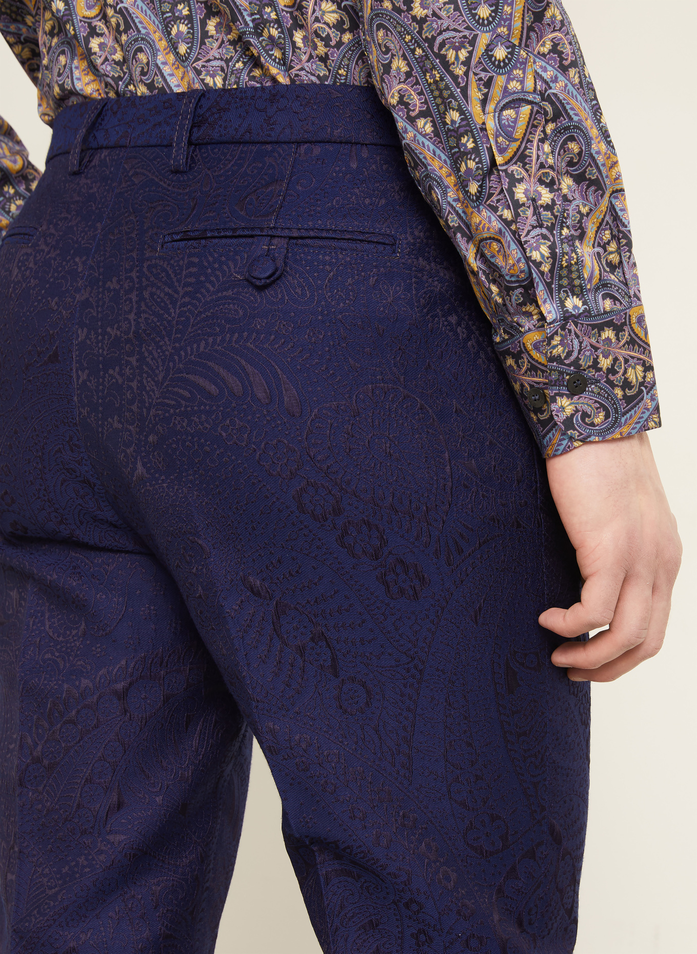 ETRO Jacquardbroek met normale pasvorm: DONKERBLAUW