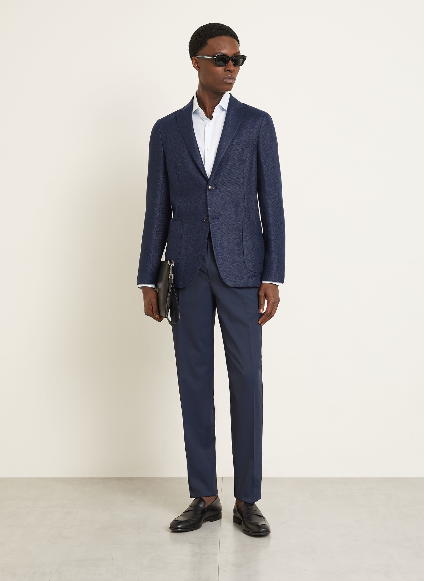 ZEGNA Sakko Slim Fit mit Leinen: DUNKELBLAU