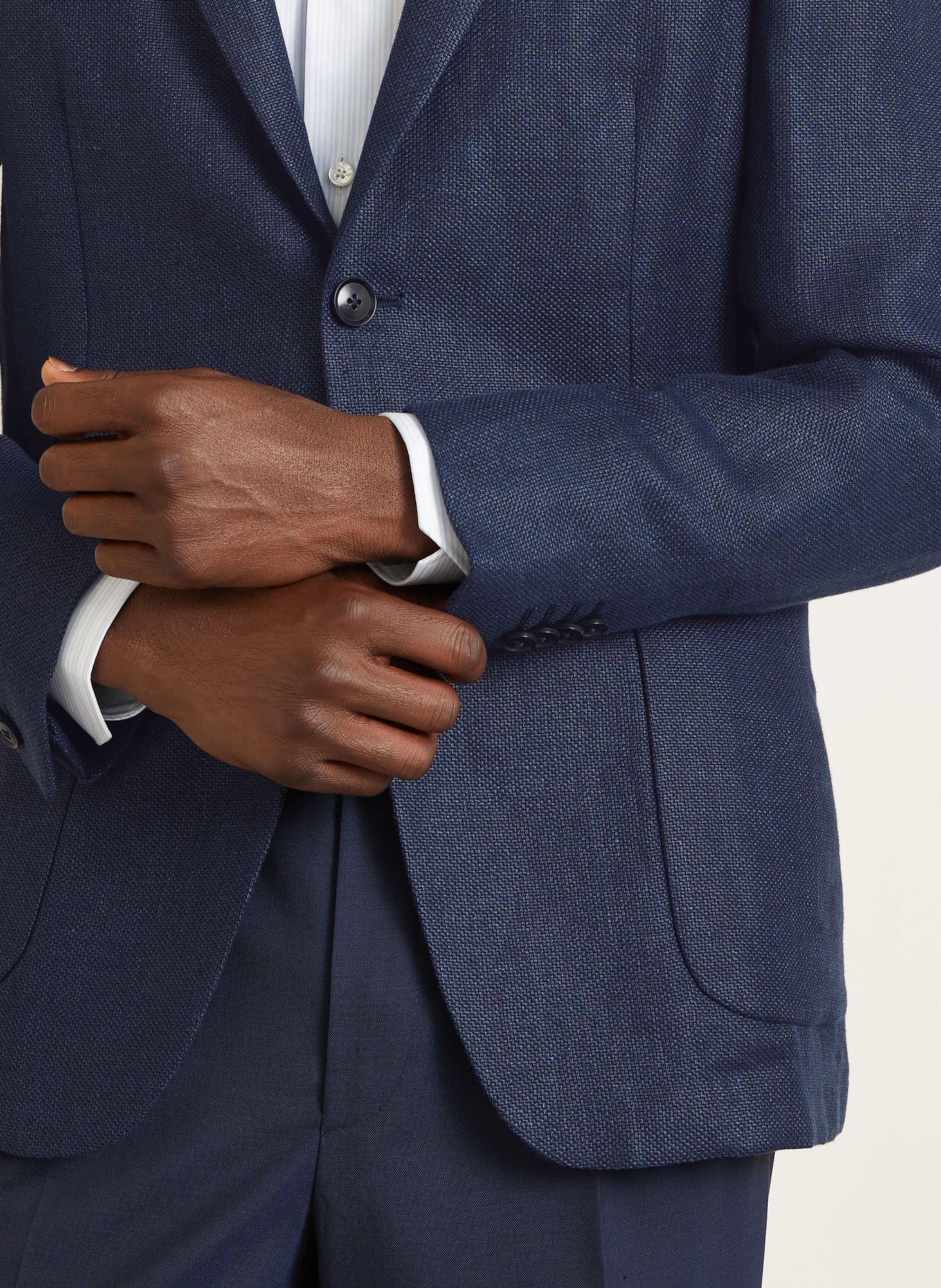 ZEGNA Sakko Slim Fit mit Leinen: DUNKELBLAU