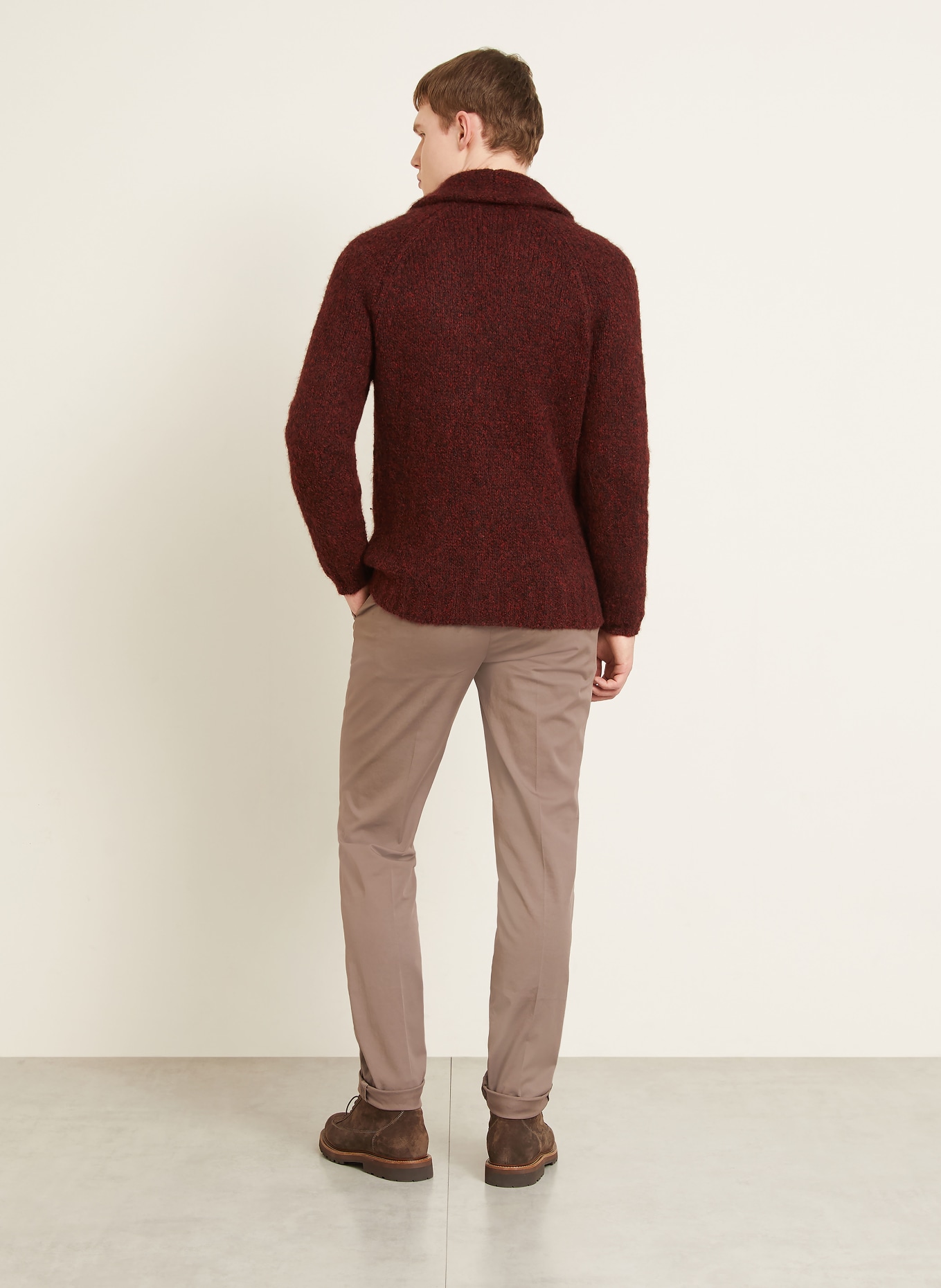BRUNELLO CUCINELLI Cardigan en alpaga: ROUGE FONCÉ