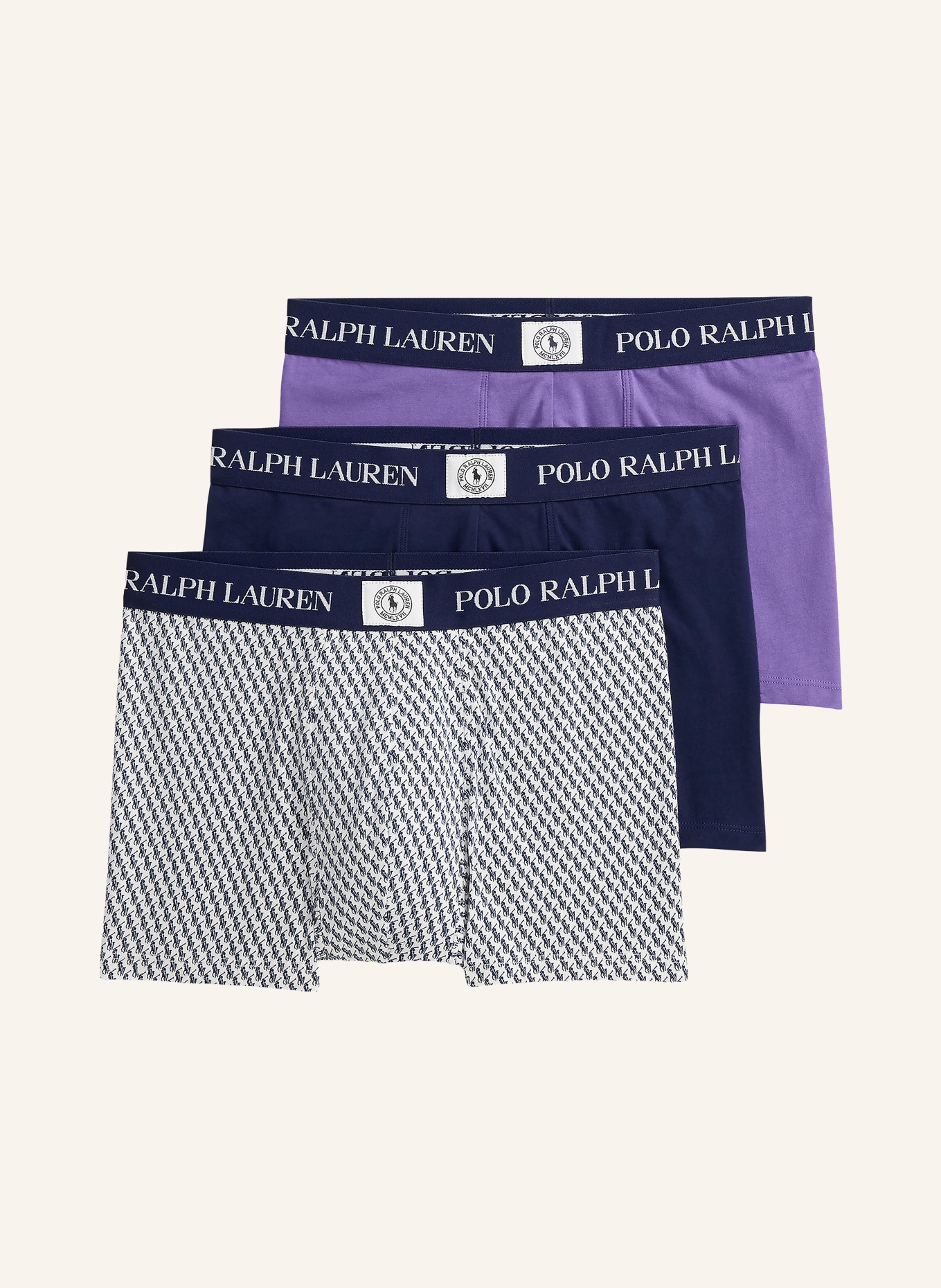 POLO RALPH LAUREN 3-pack boxershorts: DONKERBLAUW / PAARS / WIT