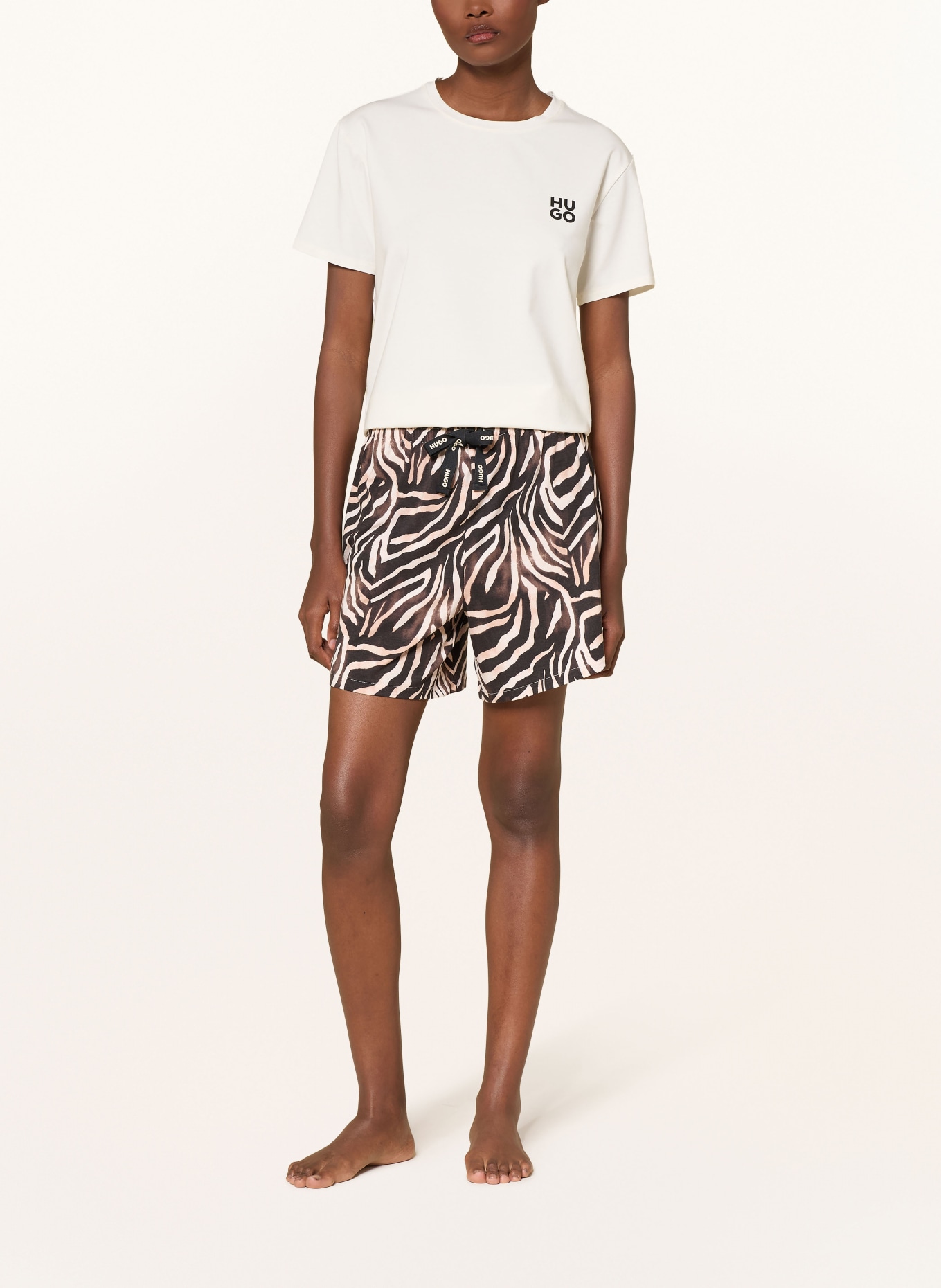 HUGO Schlafshorts: SCHWARZ / HELLROSA / HELLORANGE