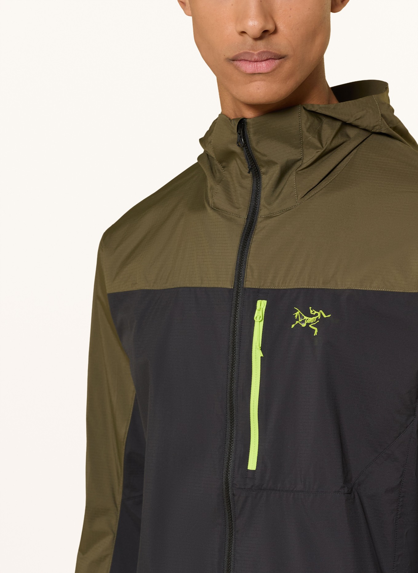 ARC'TERYX Functionele jas SQUAMISH HOODY: KAKI / NEONGROEN / ZWART