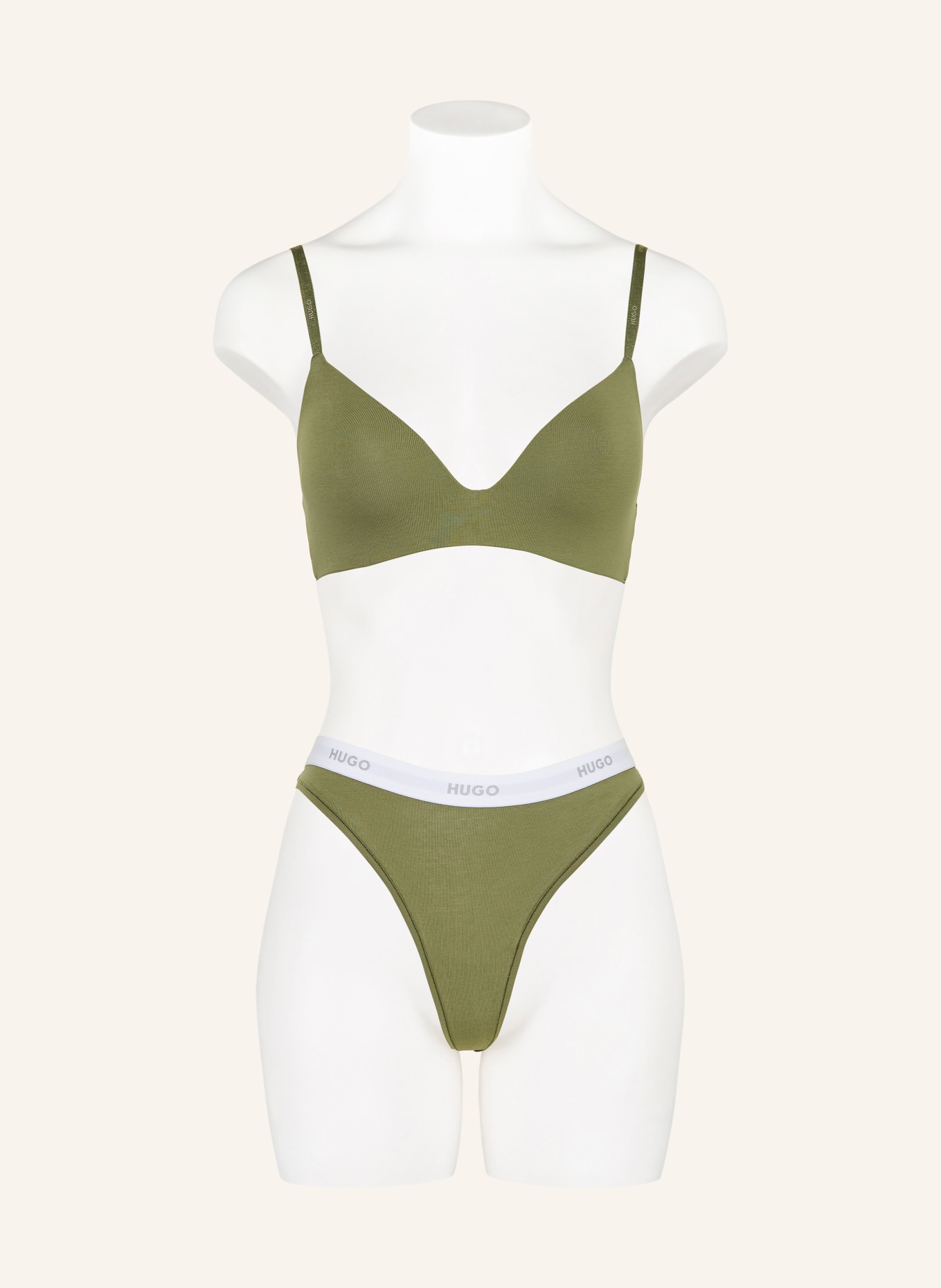 HUGO T-Shirt-BH: OLIV / WEISS