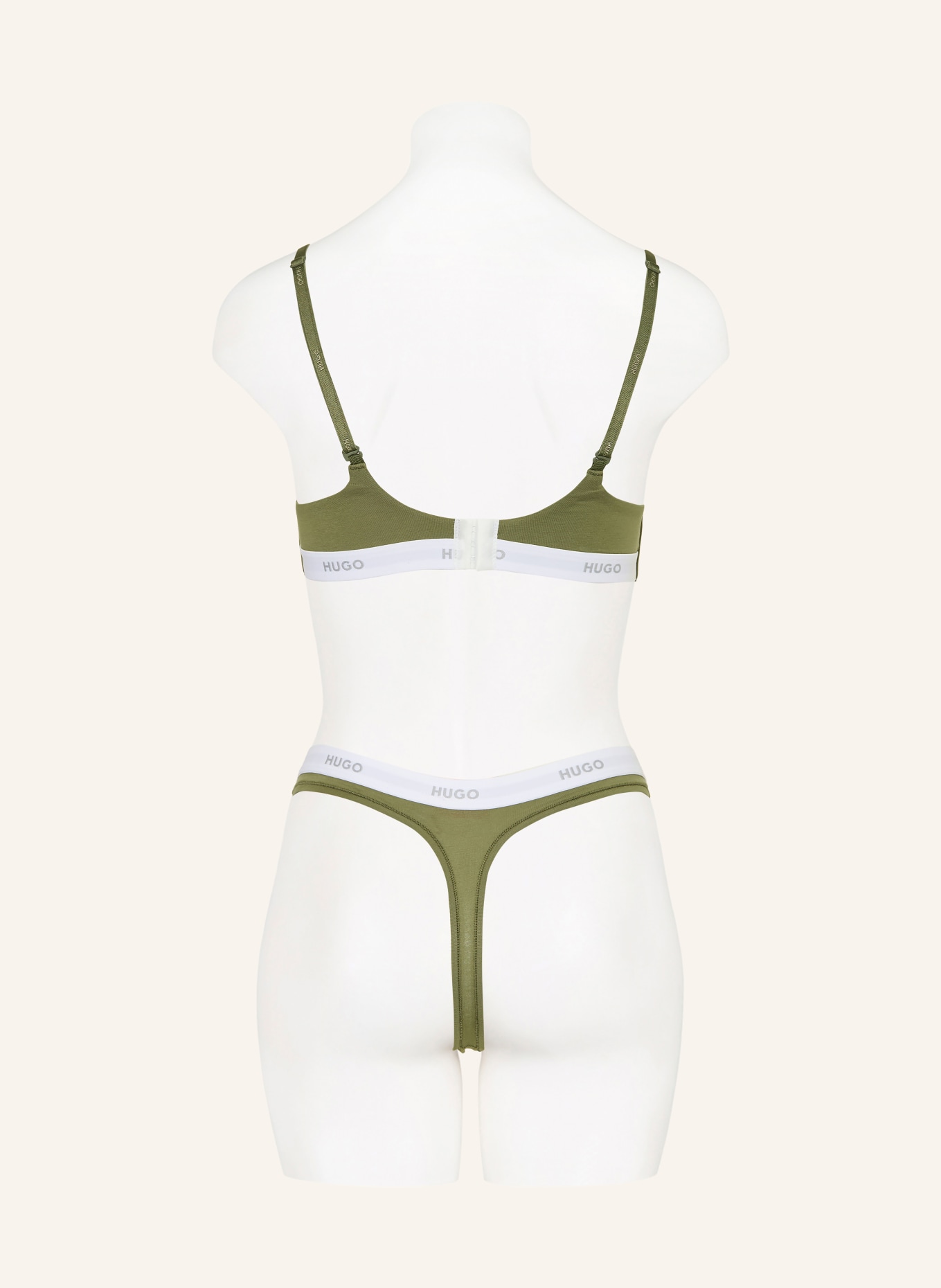 HUGO T-Shirt-BH: OLIV / WEISS