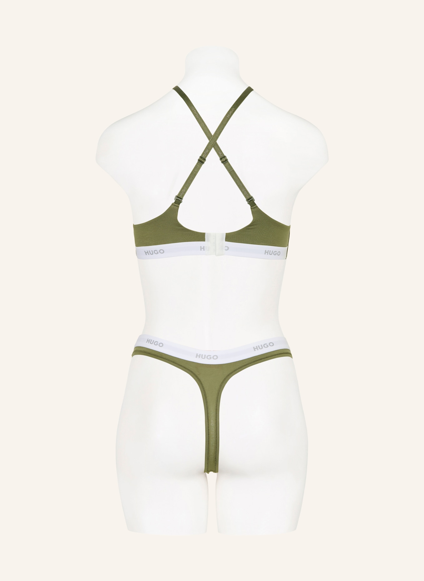 HUGO T-Shirt-BH: OLIV / WEISS