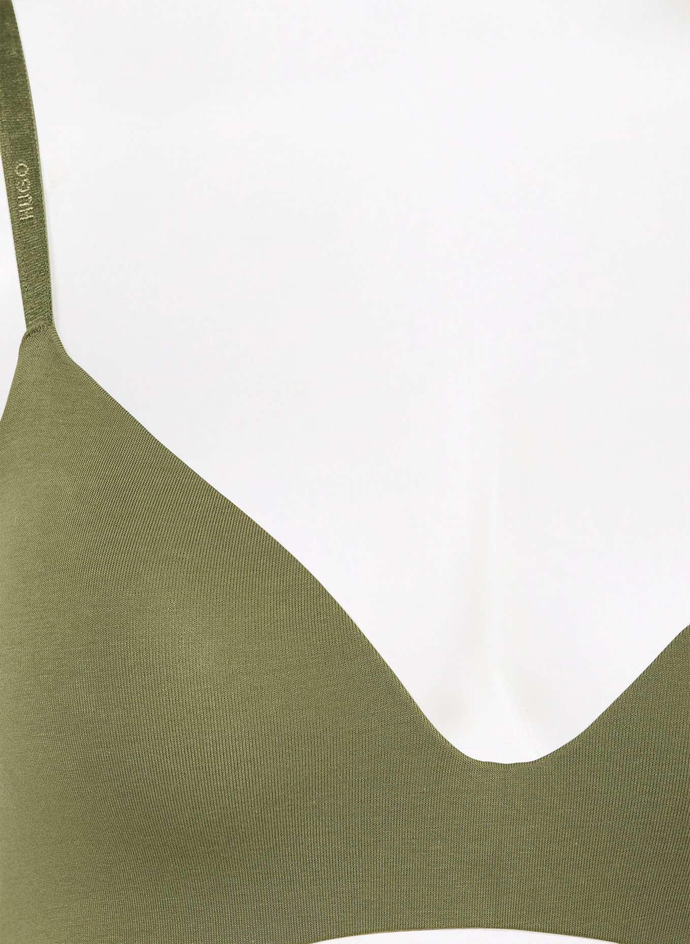 HUGO T-Shirt-BH: OLIV / WEISS