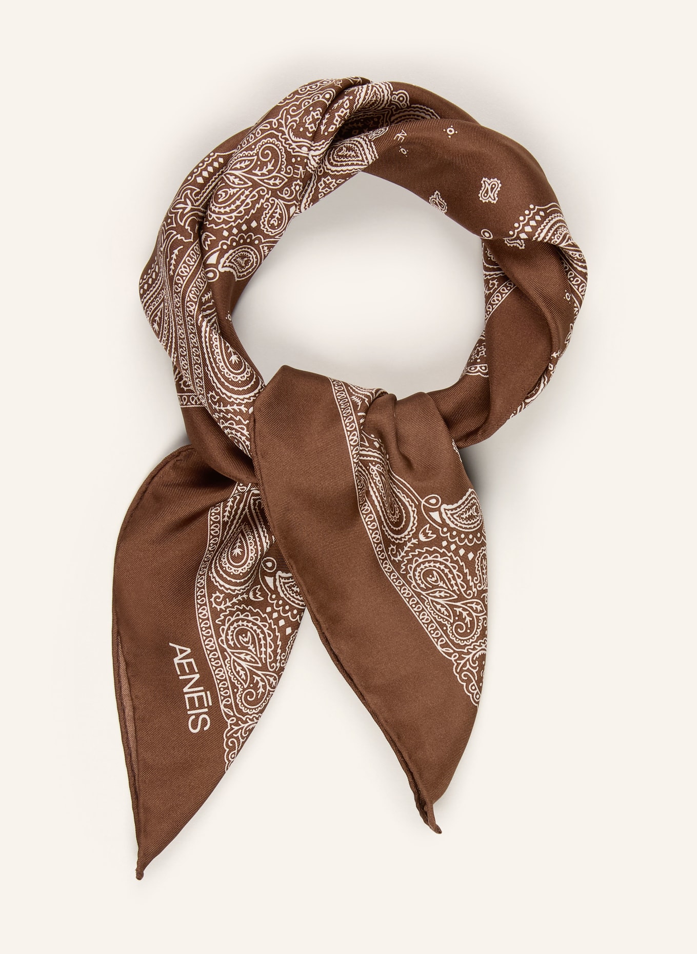 AENEIS Chusta jedwabna: BRĄZOWY / BIAŁY