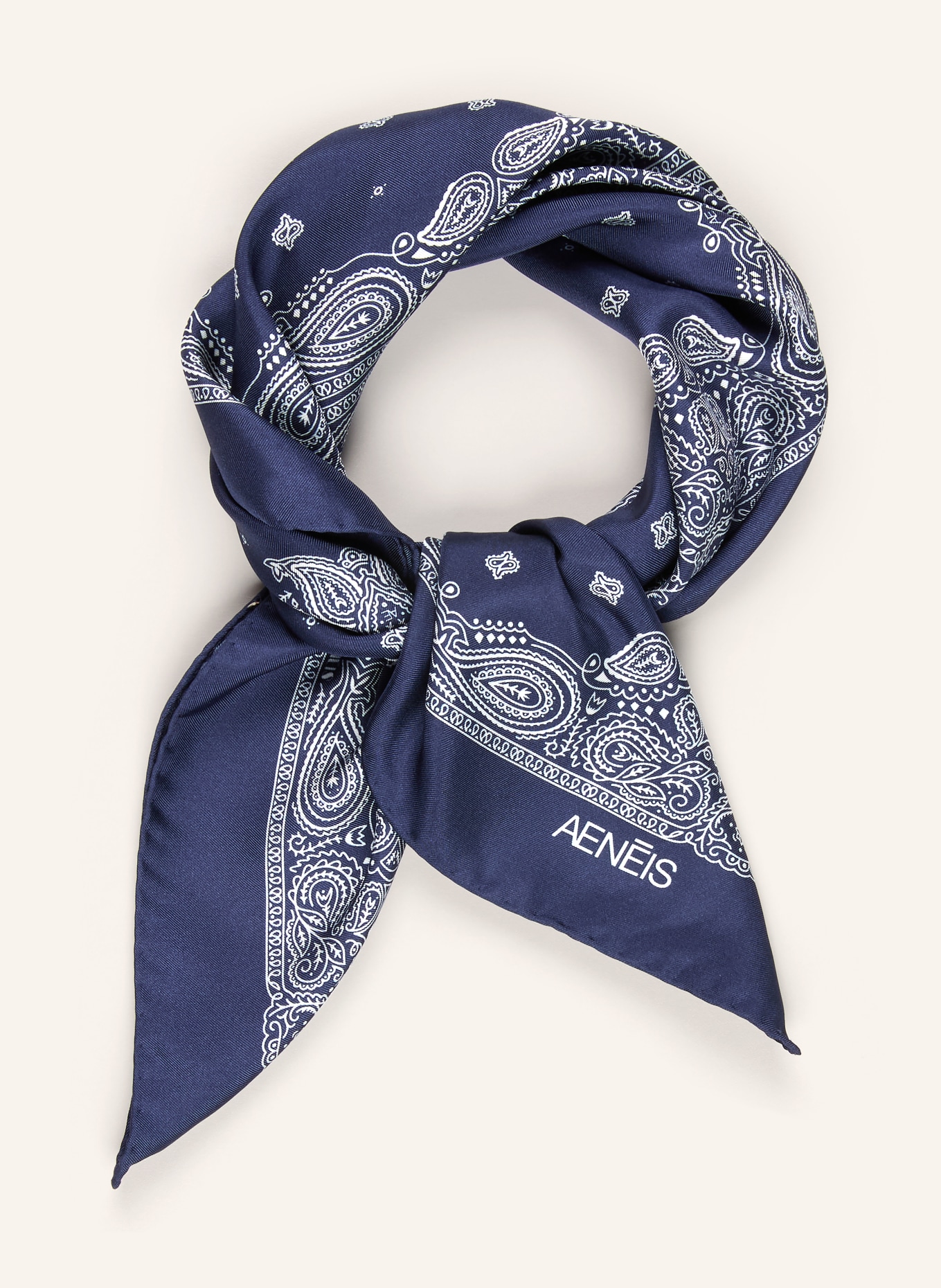 AENEIS Chusta jedwabna: GRANATOWY / BIAŁY