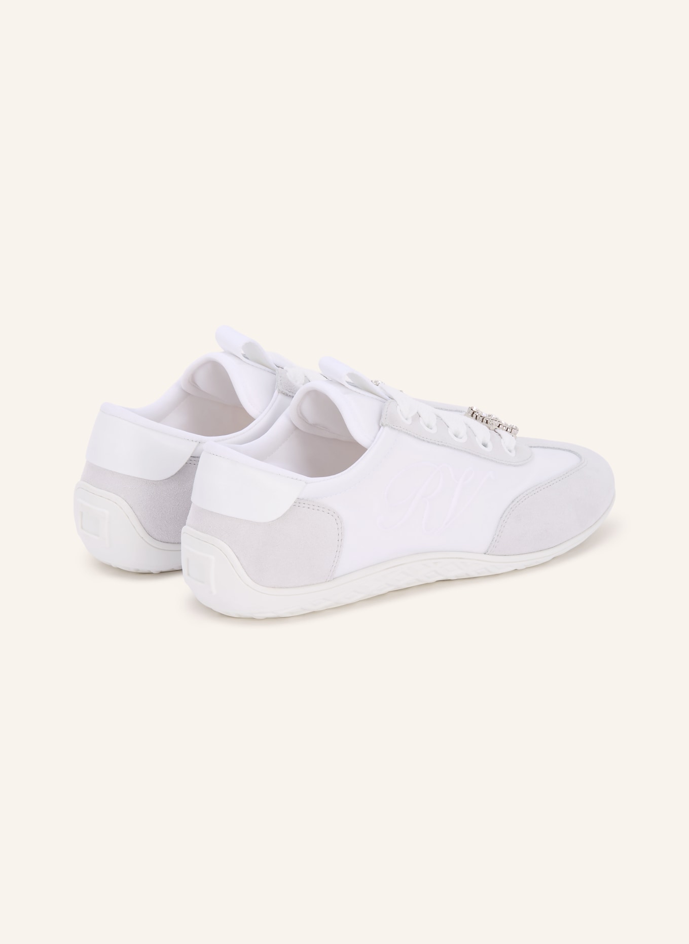 Roger Vivier Sneaker VIV mit Schmucksteinen: WEISS / HELLGRAU