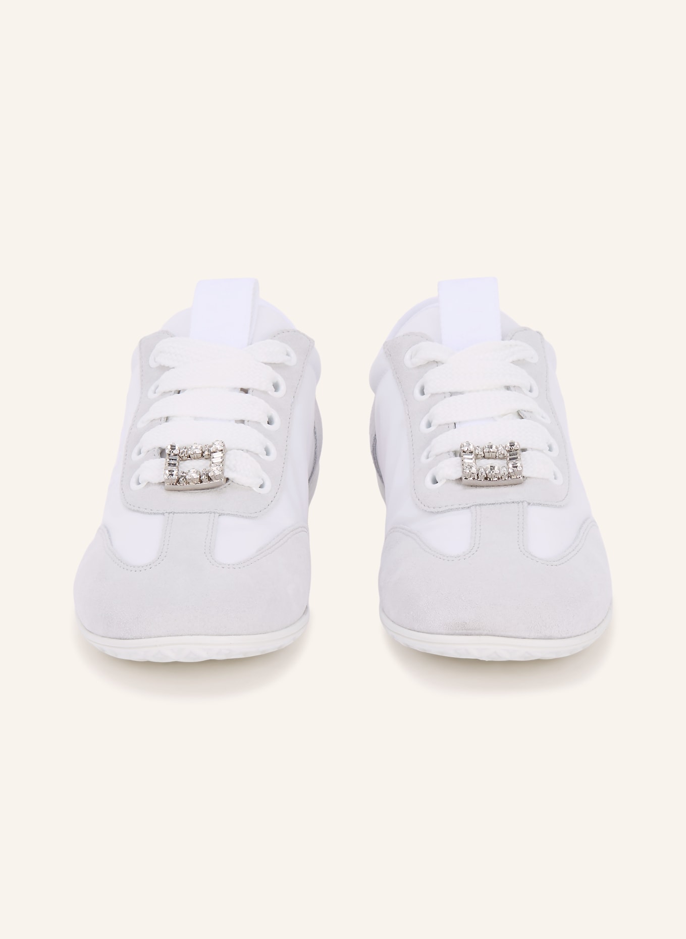 Roger Vivier Sneaker VIV mit Schmucksteinen: WEISS / HELLGRAU