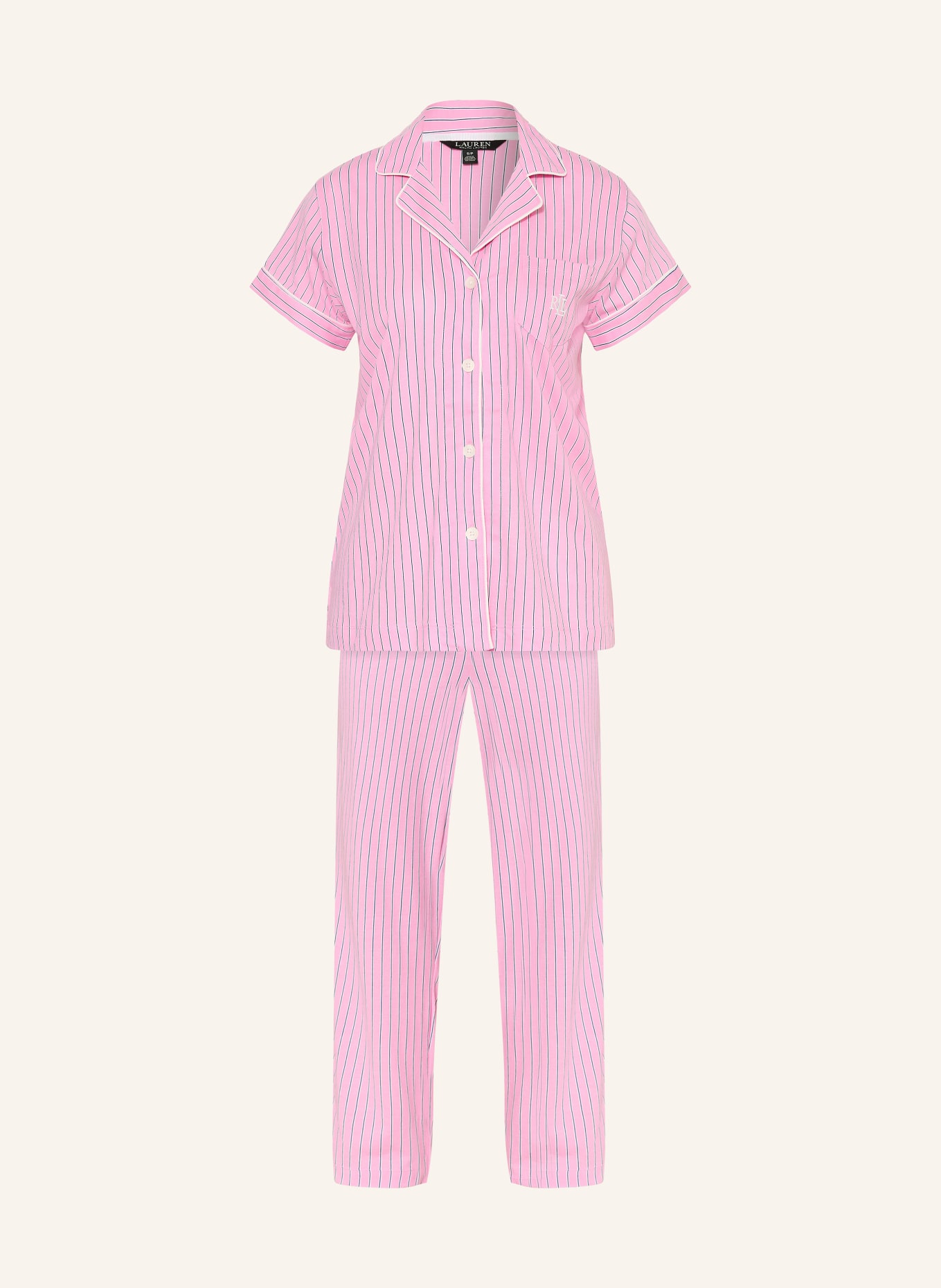 LAUREN RALPH LAUREN Schlafanzug: PINK / WEISS