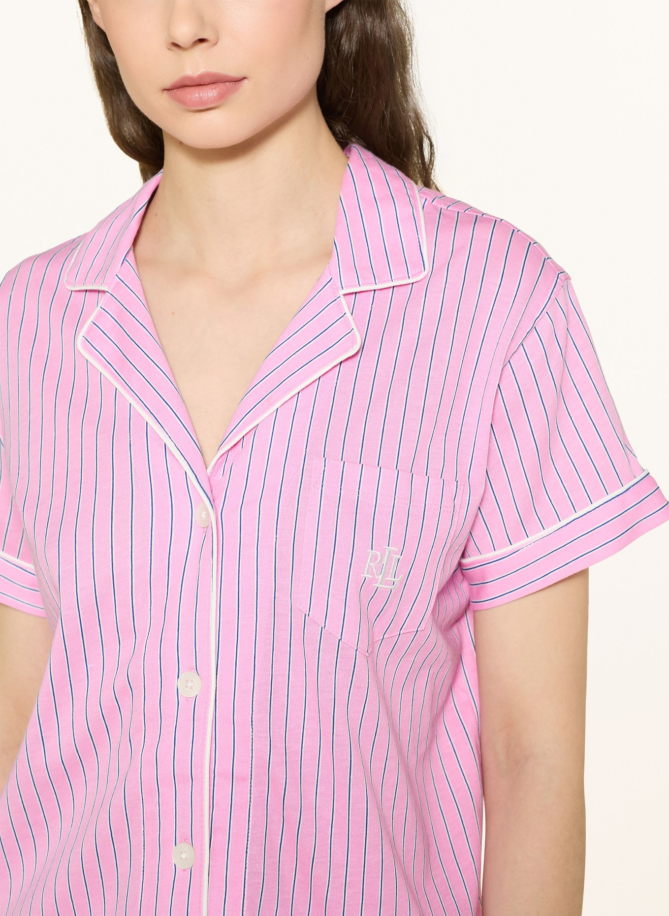 LAUREN RALPH LAUREN Schlafanzug: PINK / WEISS