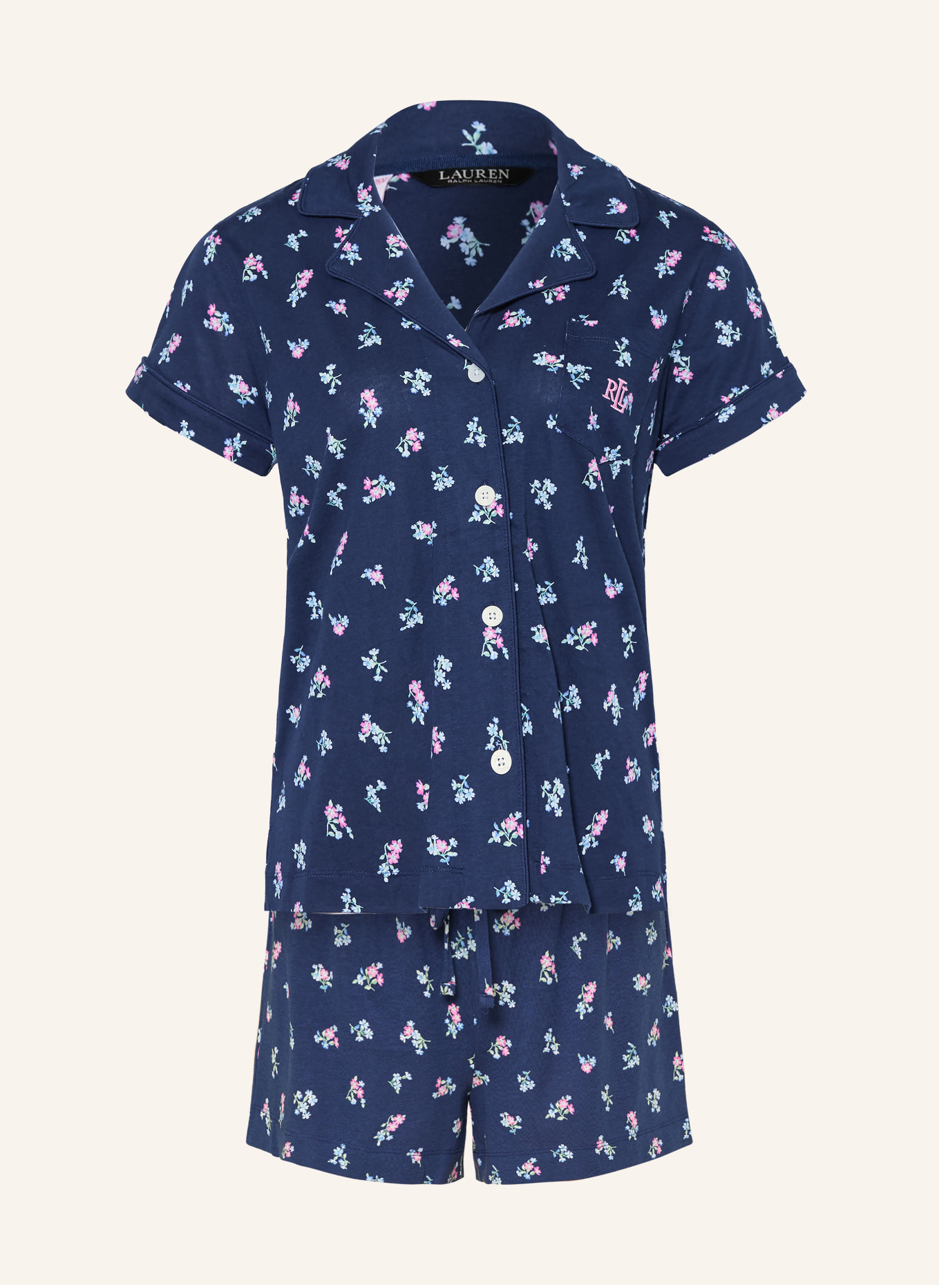 LAUREN RALPH LAUREN Pyjama shorty: BLEU / ROSE FUCHSIA / BLEU CLAIR