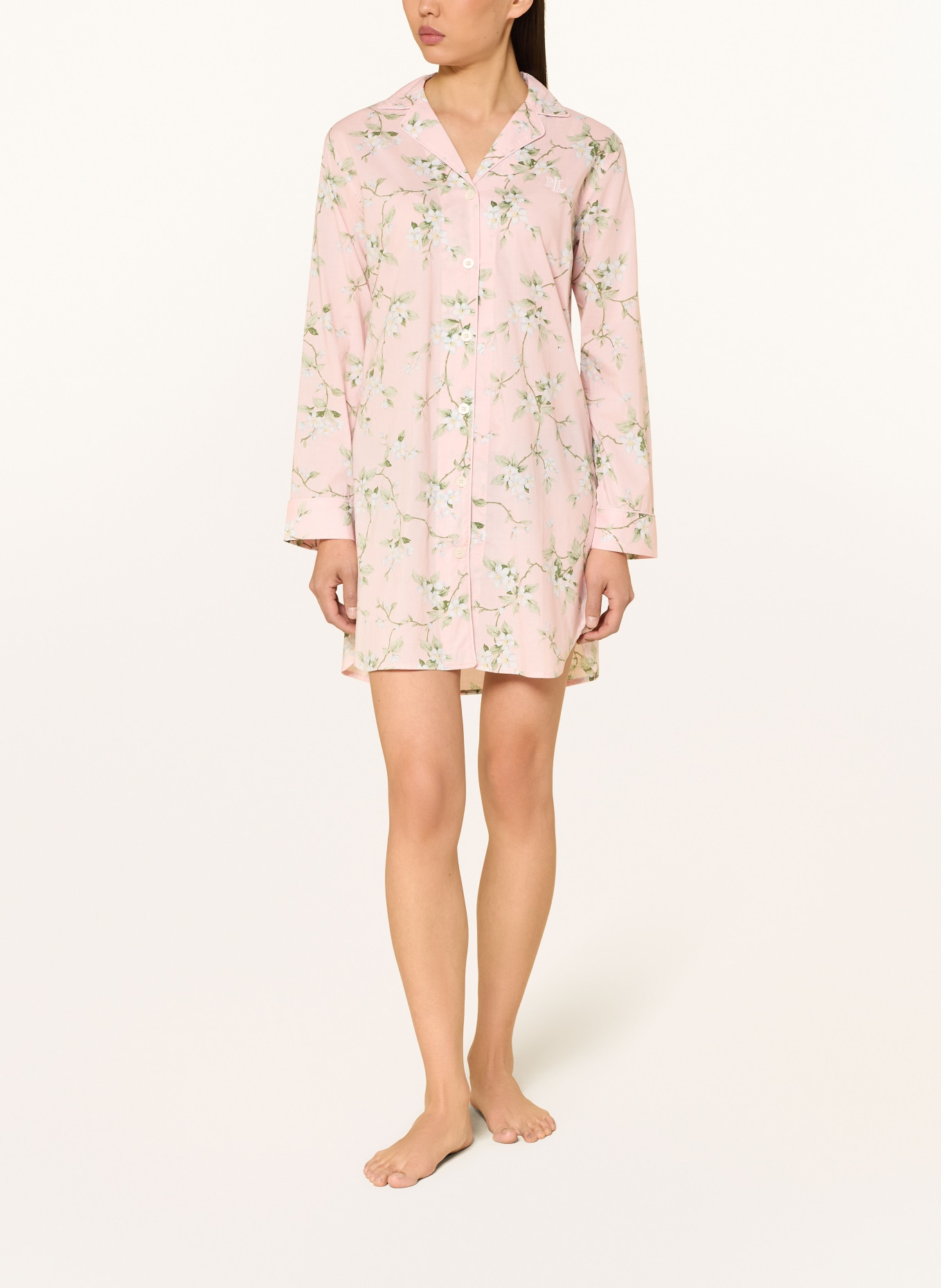 LAUREN RALPH LAUREN noční košile: SVĚTLE RŮŽOVÁ / SVĚTLE ZELENÁ / BÍLÁ