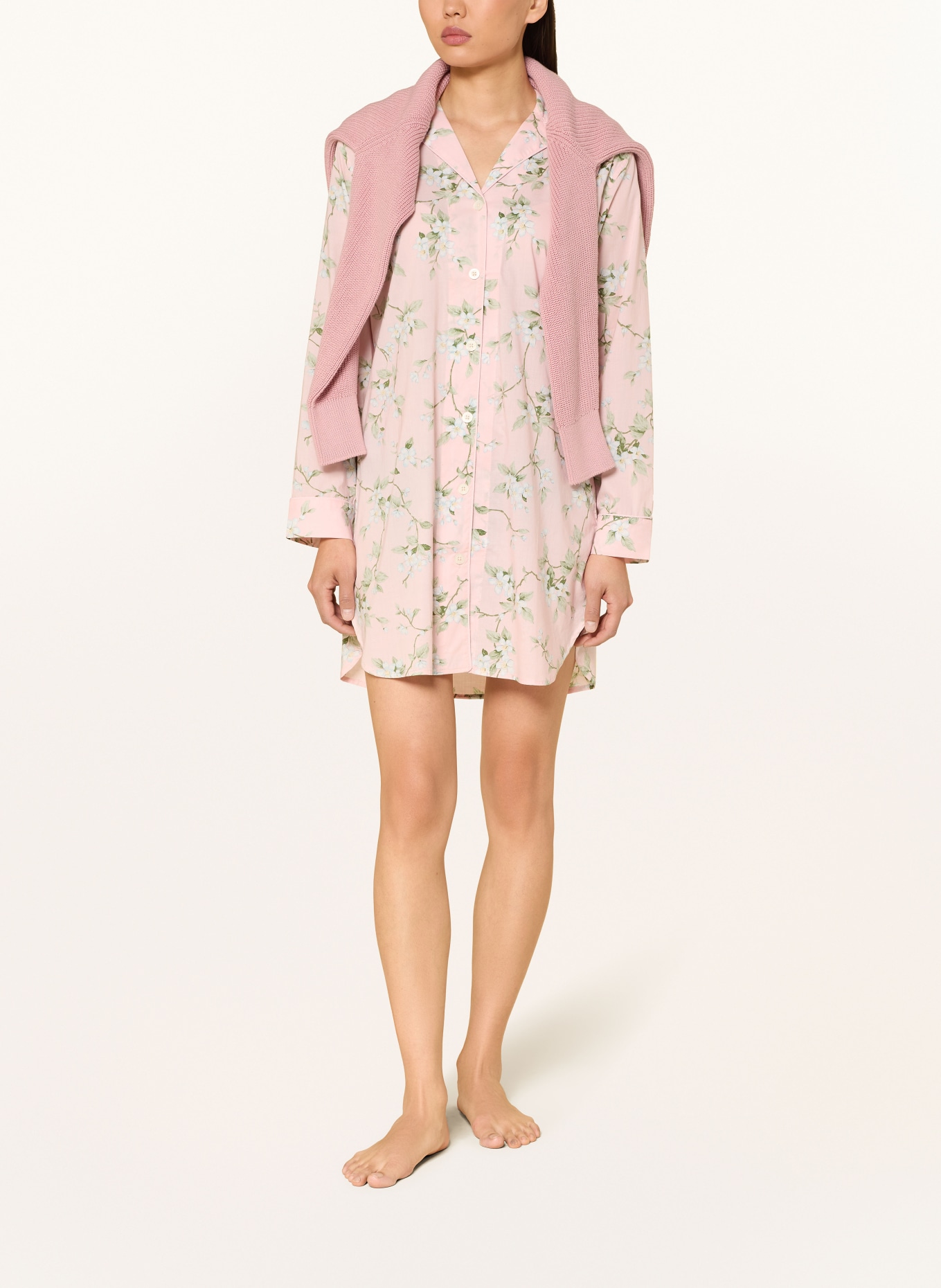 LAUREN RALPH LAUREN noční košile: SVĚTLE RŮŽOVÁ / SVĚTLE ZELENÁ / BÍLÁ