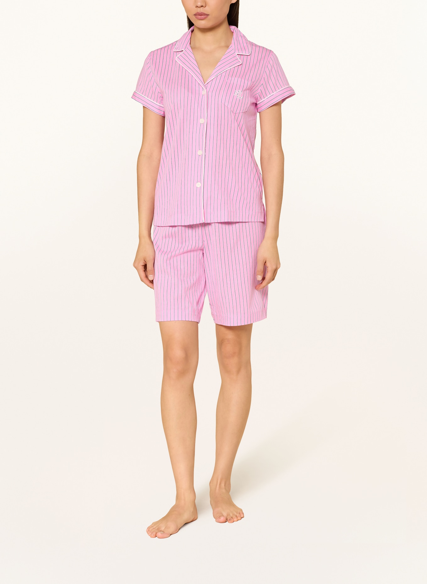 LAUREN RALPH LAUREN Shorty-pyjama: ROZE / DONKERBLAUW / WIT