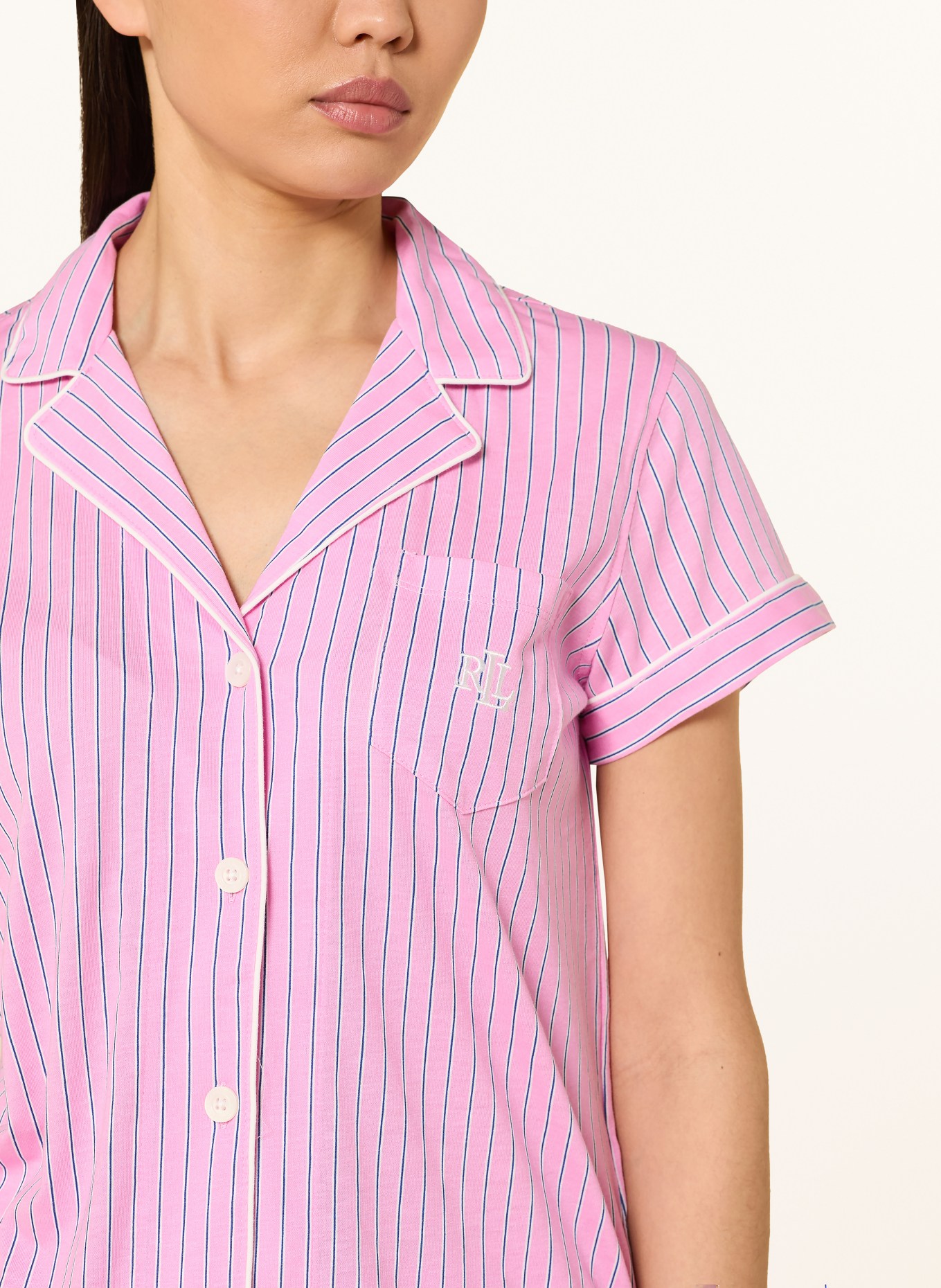 LAUREN RALPH LAUREN Shorty-pyjama: ROZE / DONKERBLAUW / WIT