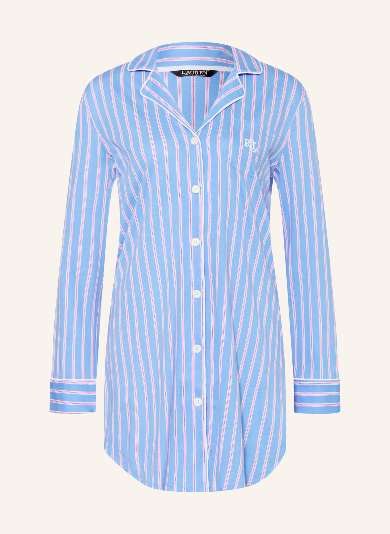 LAUREN RALPH LAUREN noční košile: TMAVĚ MODRÁ / RŮŽOVÁ / BÍLÁ
