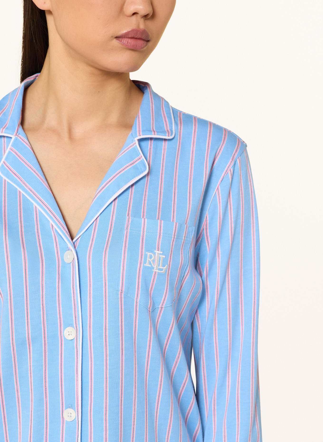 LAUREN RALPH LAUREN noční košile: TMAVĚ MODRÁ / RŮŽOVÁ / BÍLÁ