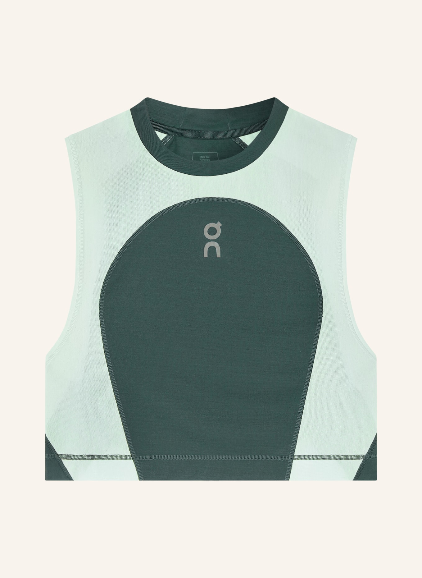 On Cropped top TRAIN VOLT: DONKERGROEN / LICHTGROEN