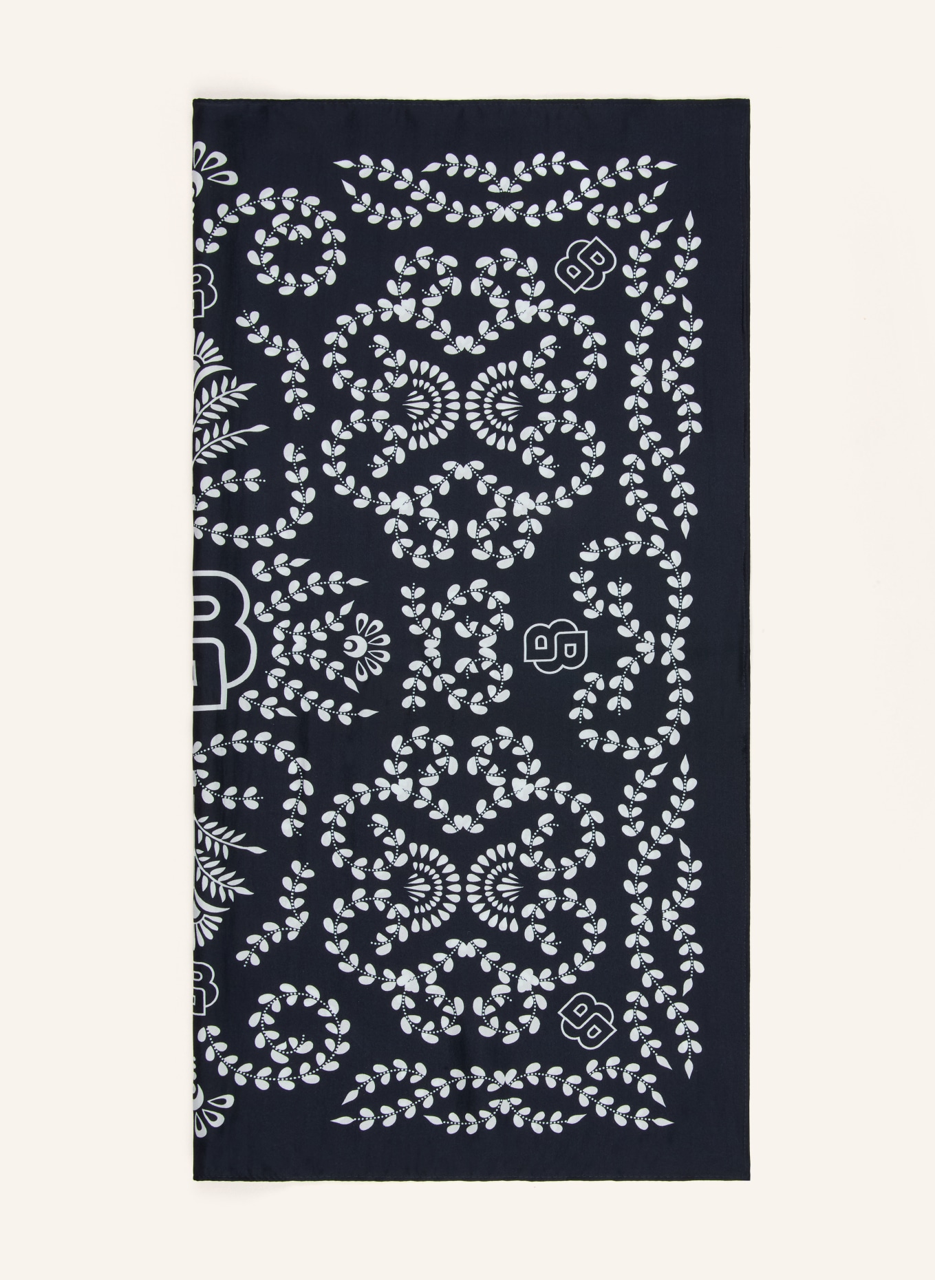 BOSS Jedwabna chusta VINCENCY: GRANATOWY / BIAŁY