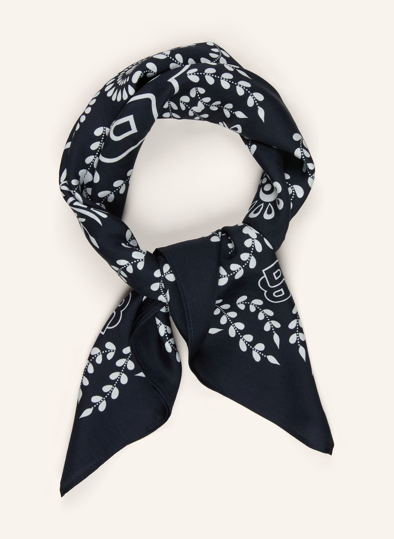 BOSS Jedwabna chusta VINCENCY: GRANATOWY / BIAŁY