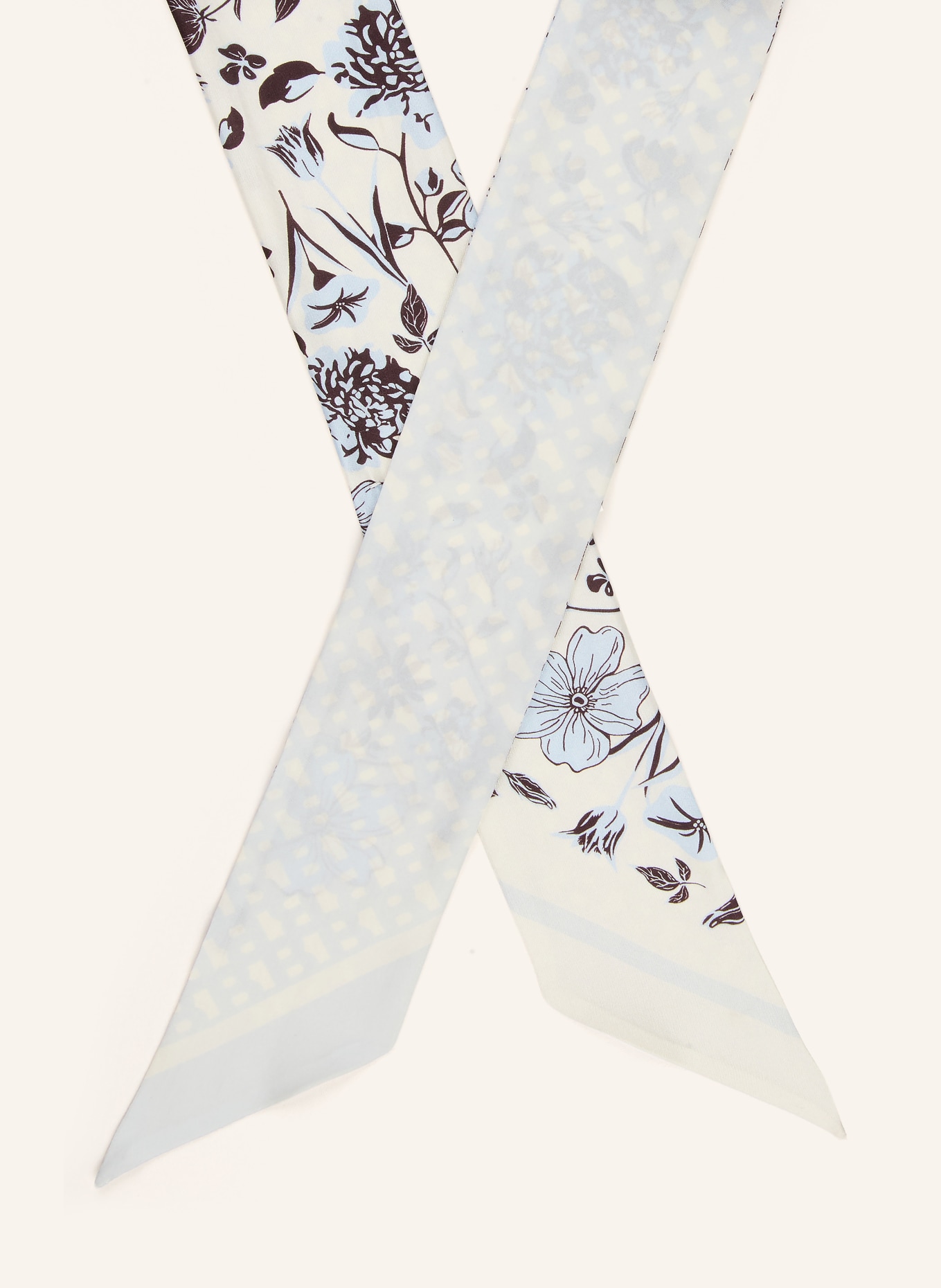 BOSS Seidenschal VINCENCY: CREME / HELLBLAU / SCHWARZ