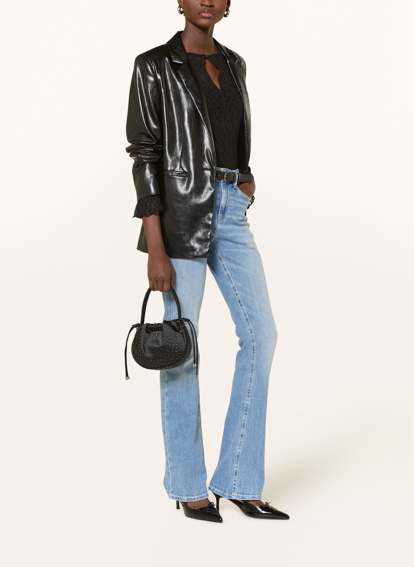 GUESS Sac à bandoulière ELSIE avec pierres décoratives: OR