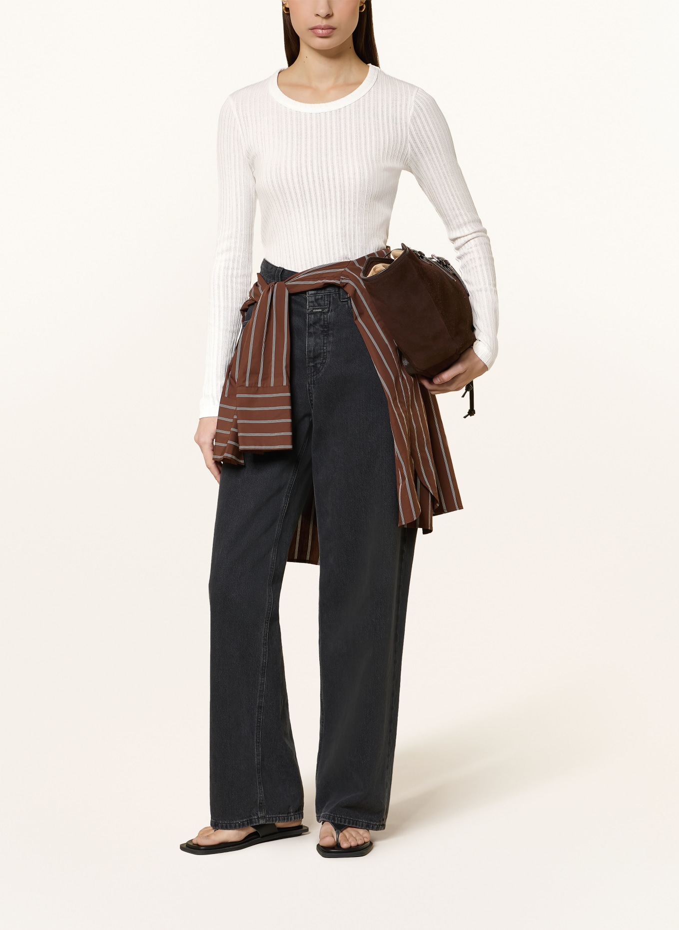 CLOSED T-shirt met lange mouwen: WIT