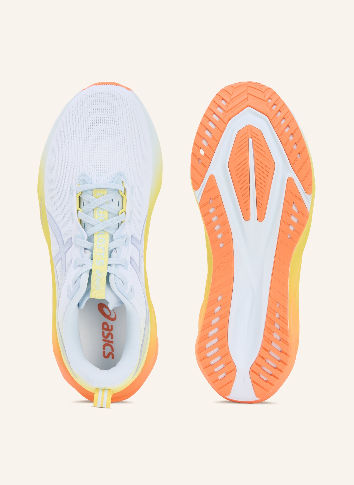 ASICS Laufschuhe NOVABLAST 5: BLAUGRAU / ORANGE / DUNKELGELB