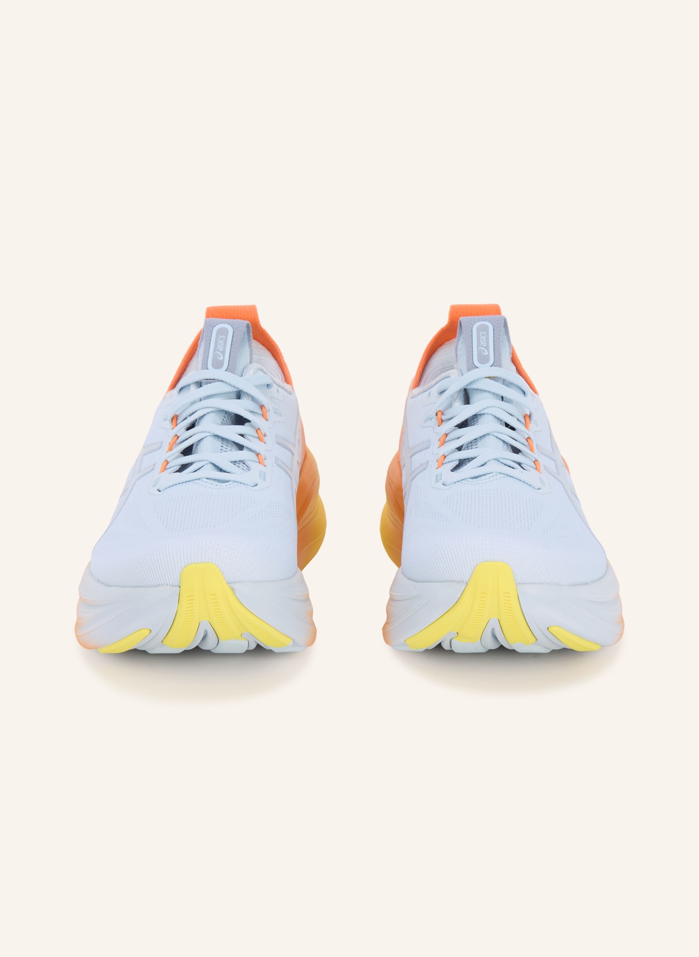 ASICS Laufschuhe GEL-NIMBUS 28: BLAUGRAU / ORANGE / DUNKELGELB