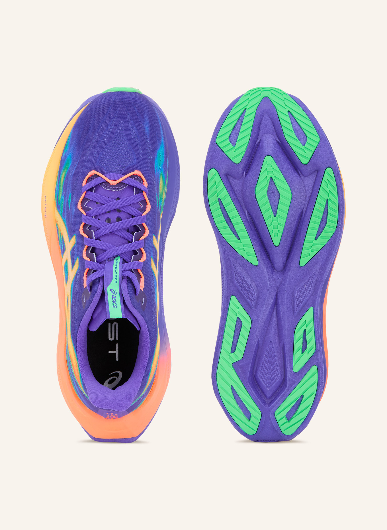 ASICS Laufschuhe SUPERBLAST 3: BLAU / HELLORANGE / GRÜN