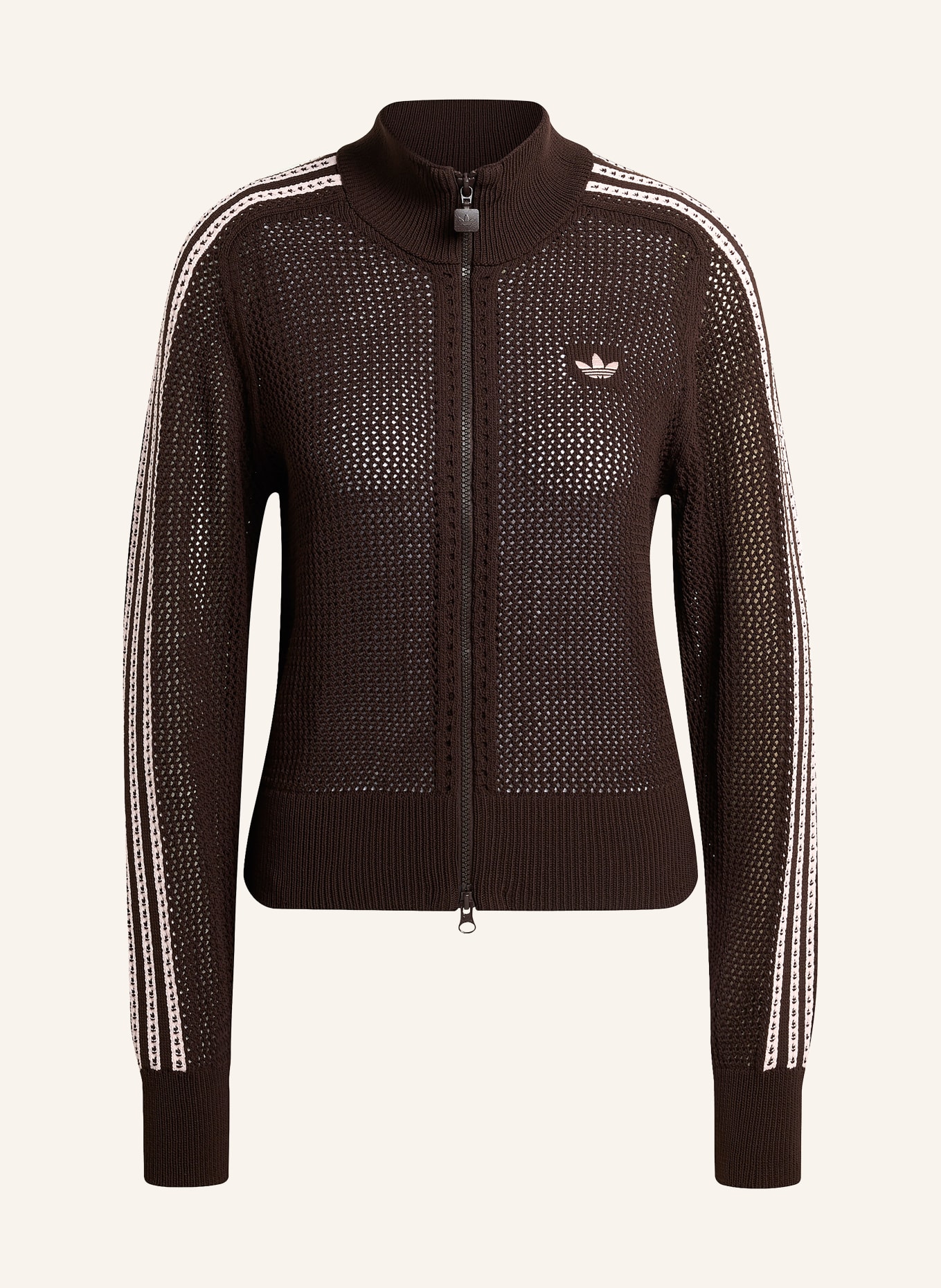 adidas Originals Strickjacke KNITTED CROCHET FIREBIRD: DUNKELBRAUN / HELLROSA