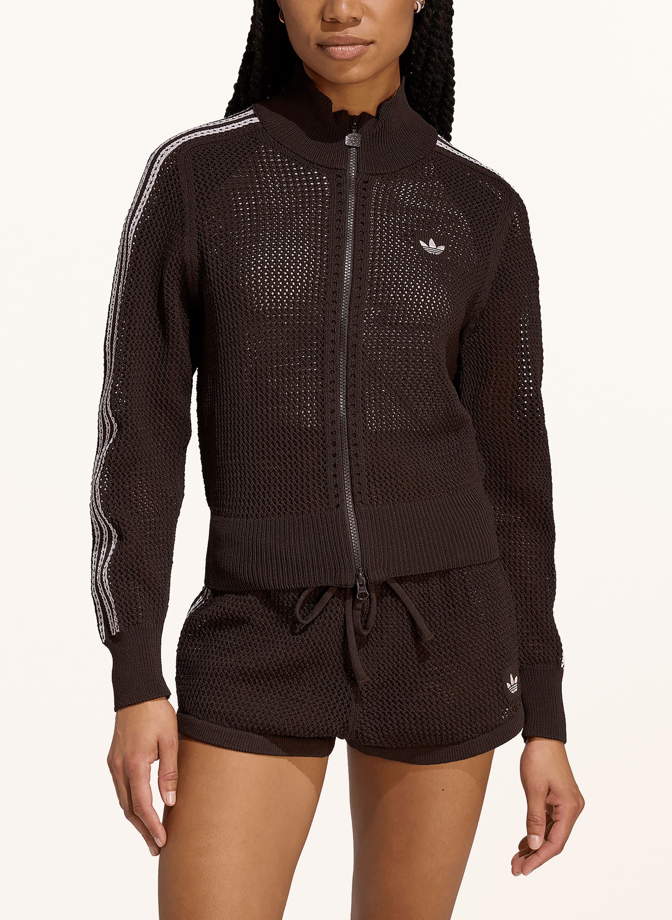 adidas Originals Strickjacke KNITTED CROCHET FIREBIRD: DUNKELBRAUN / HELLROSA