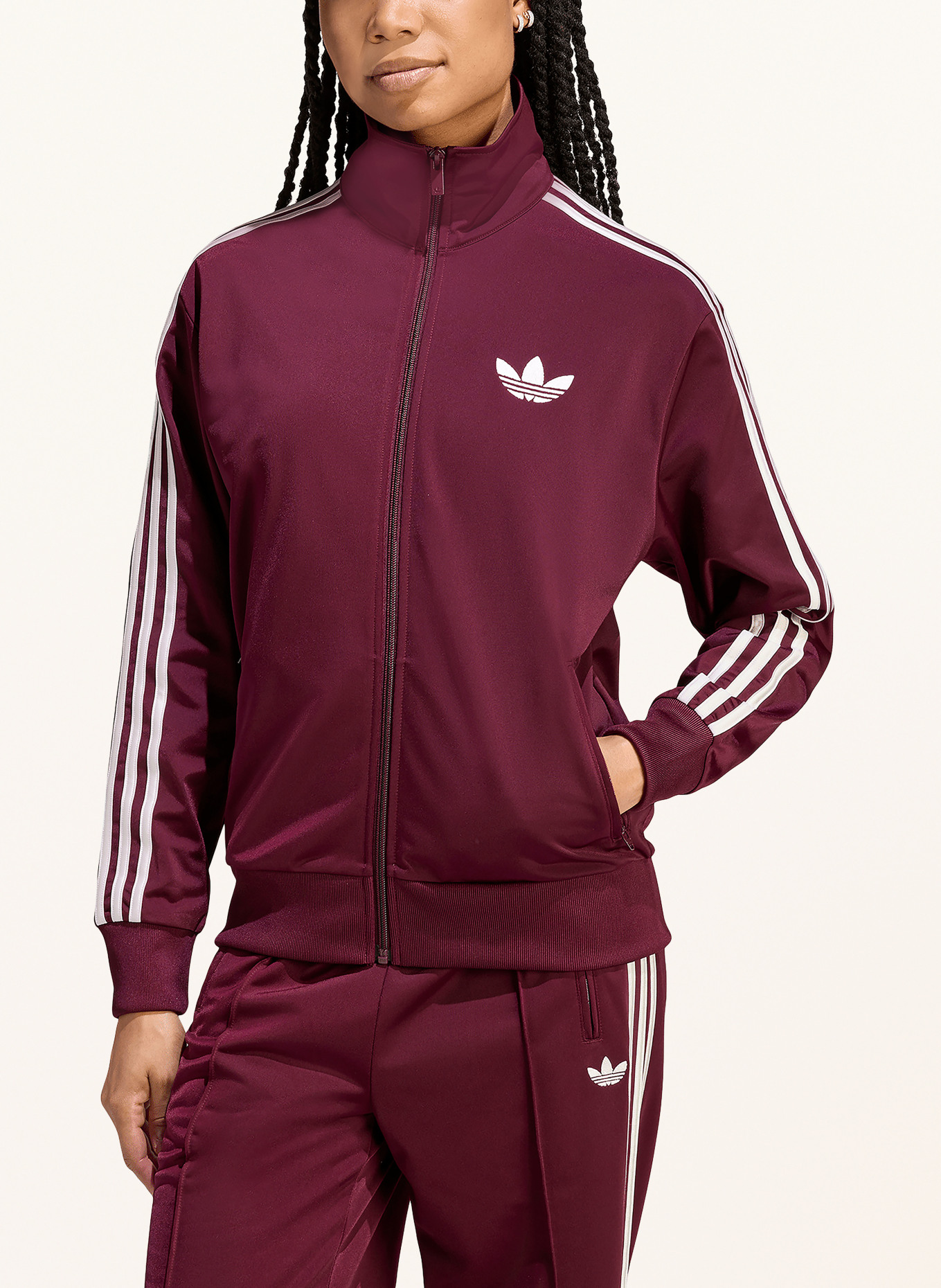 adidas Originals Kurtka ADICOLOR FIREBIRD LOOSE: CIEMNOCZERWONY / BIAŁY